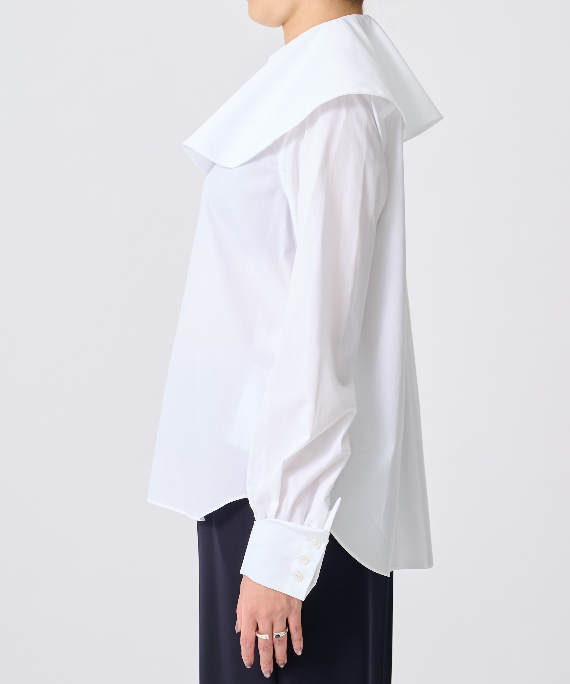 3P-B004-051 Flower Collar Shirt noir kei ninomiya