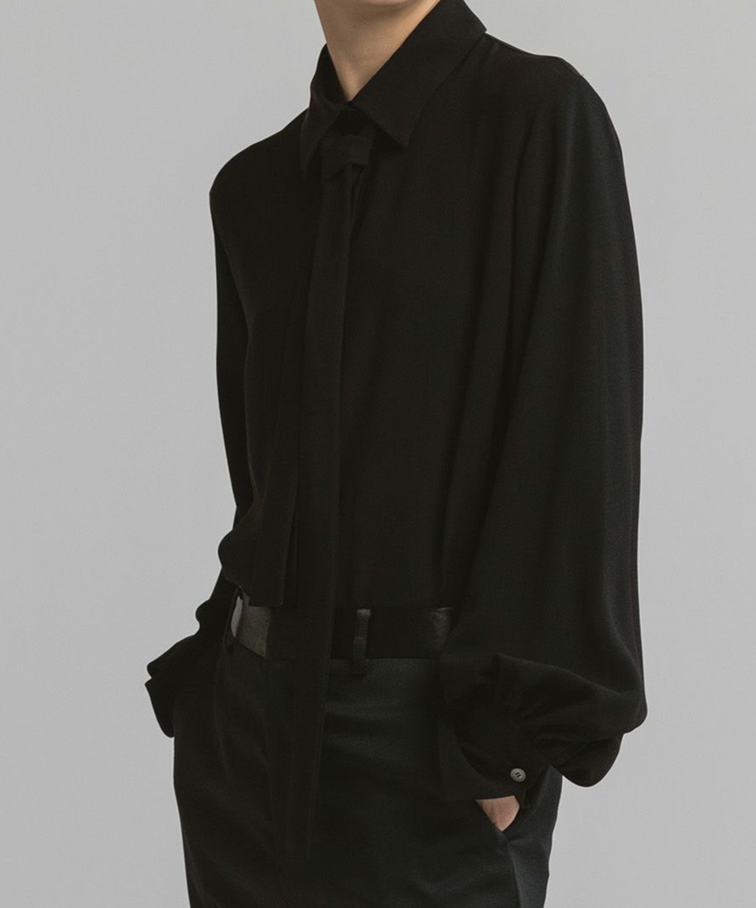 BLACK FORMAL BOWTIE SHIRT CINOH