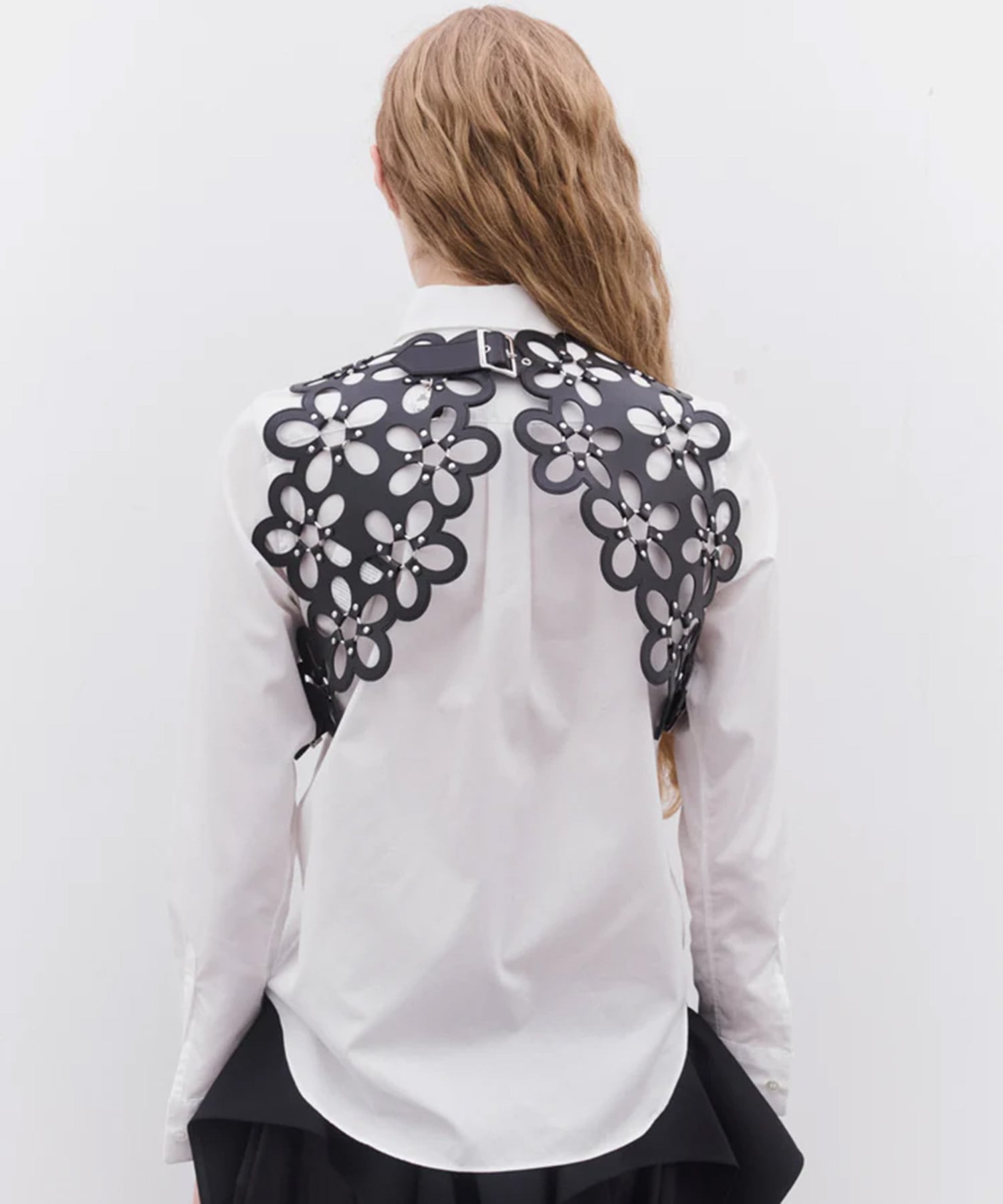 3P-V002-051 Flower Leather Bustier noir kei ninomiya