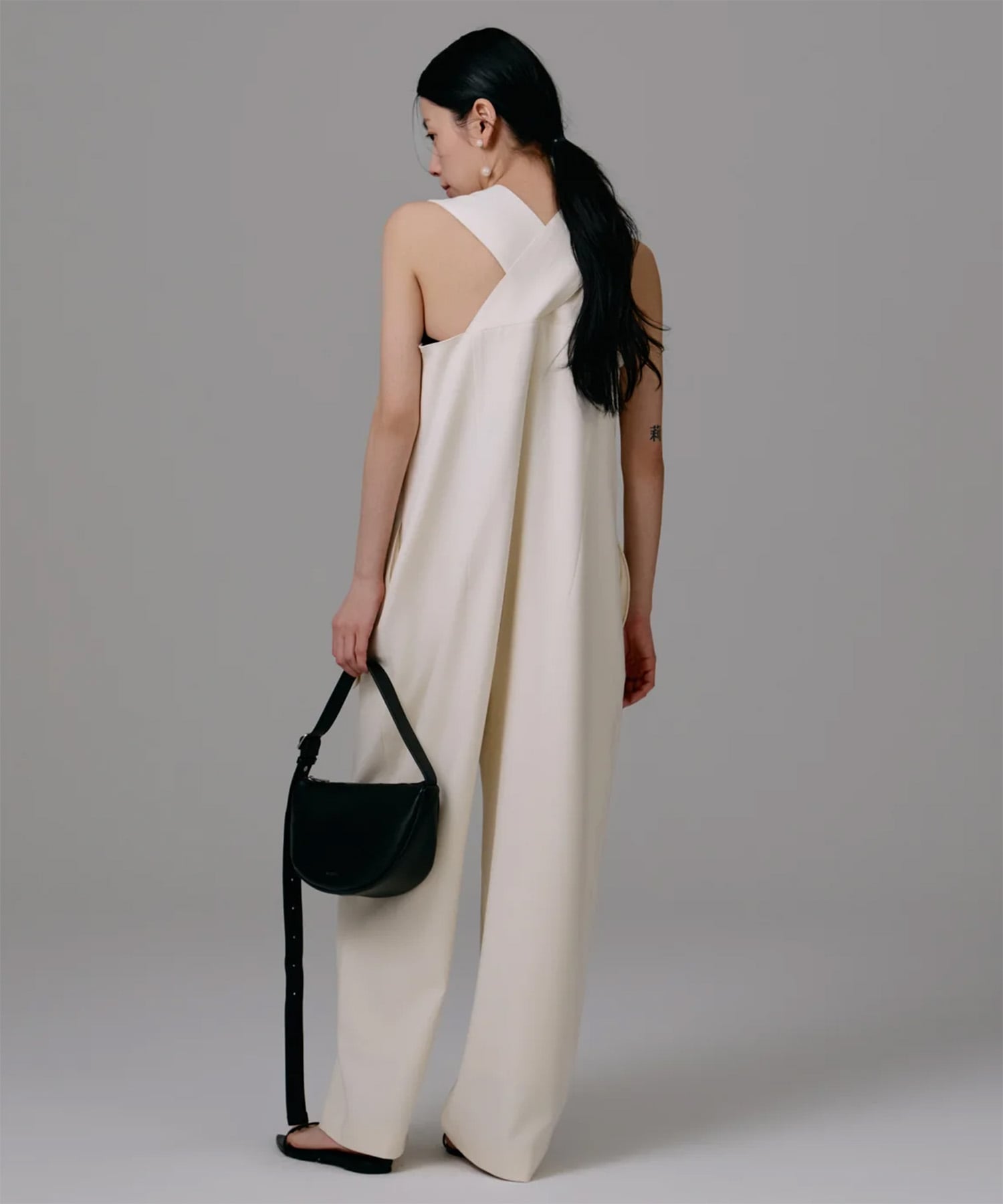 shoulder tie jump suit Louren