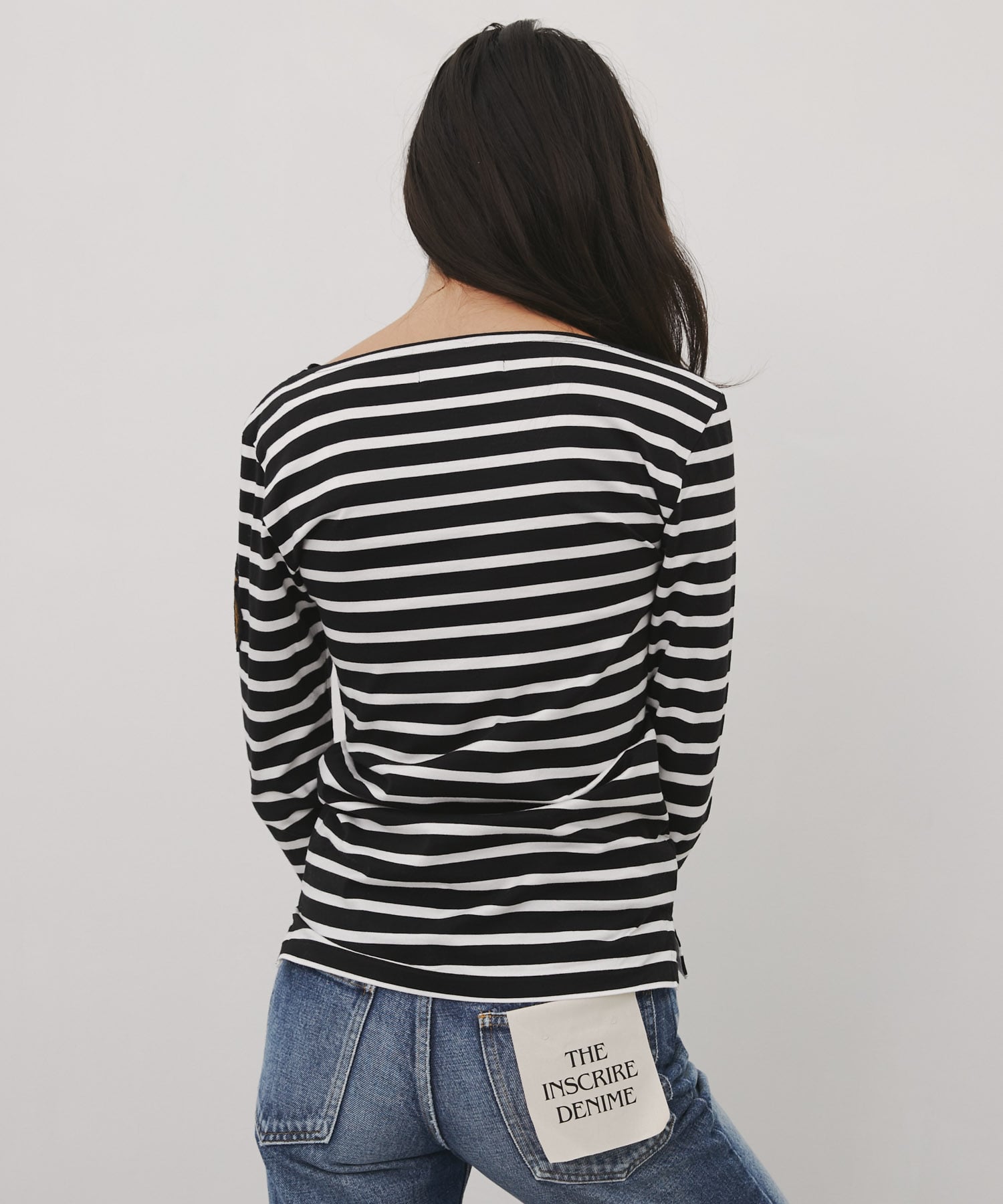 BOAT NECK COMPACT L/S TEE BORDER MADISONBLUE
