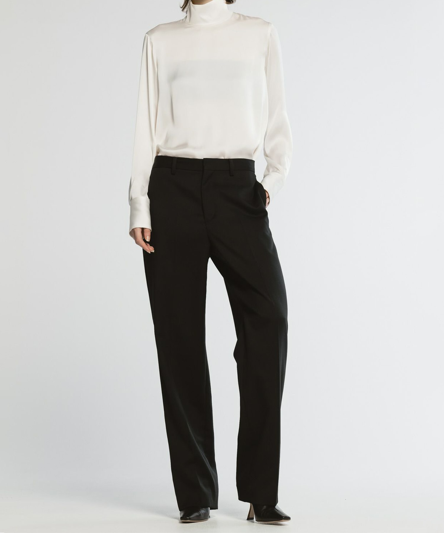 BLACK FORMAL STRAIGHT LEG TROUSERS CINOH