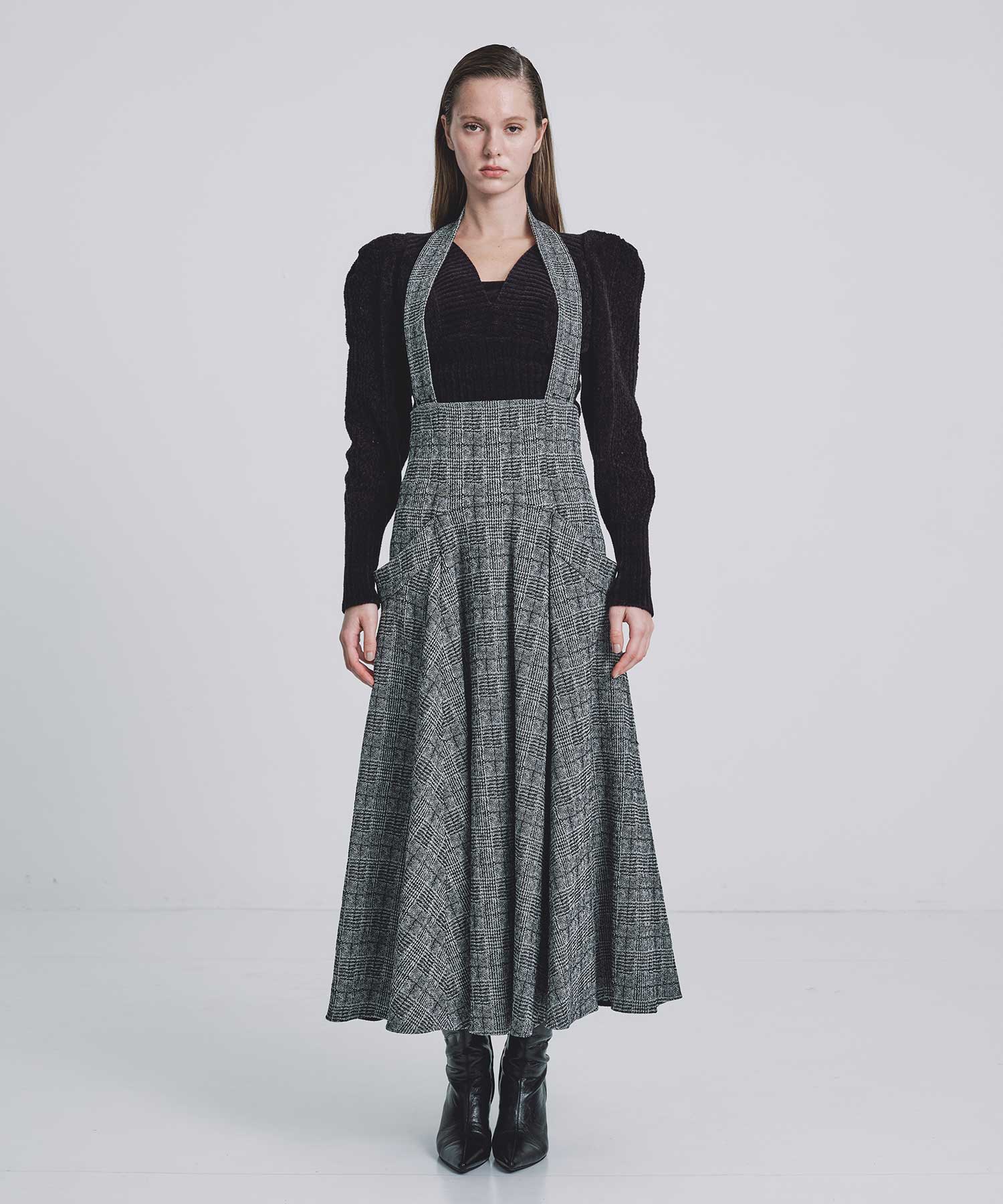 Glen check flared skirt FETICO