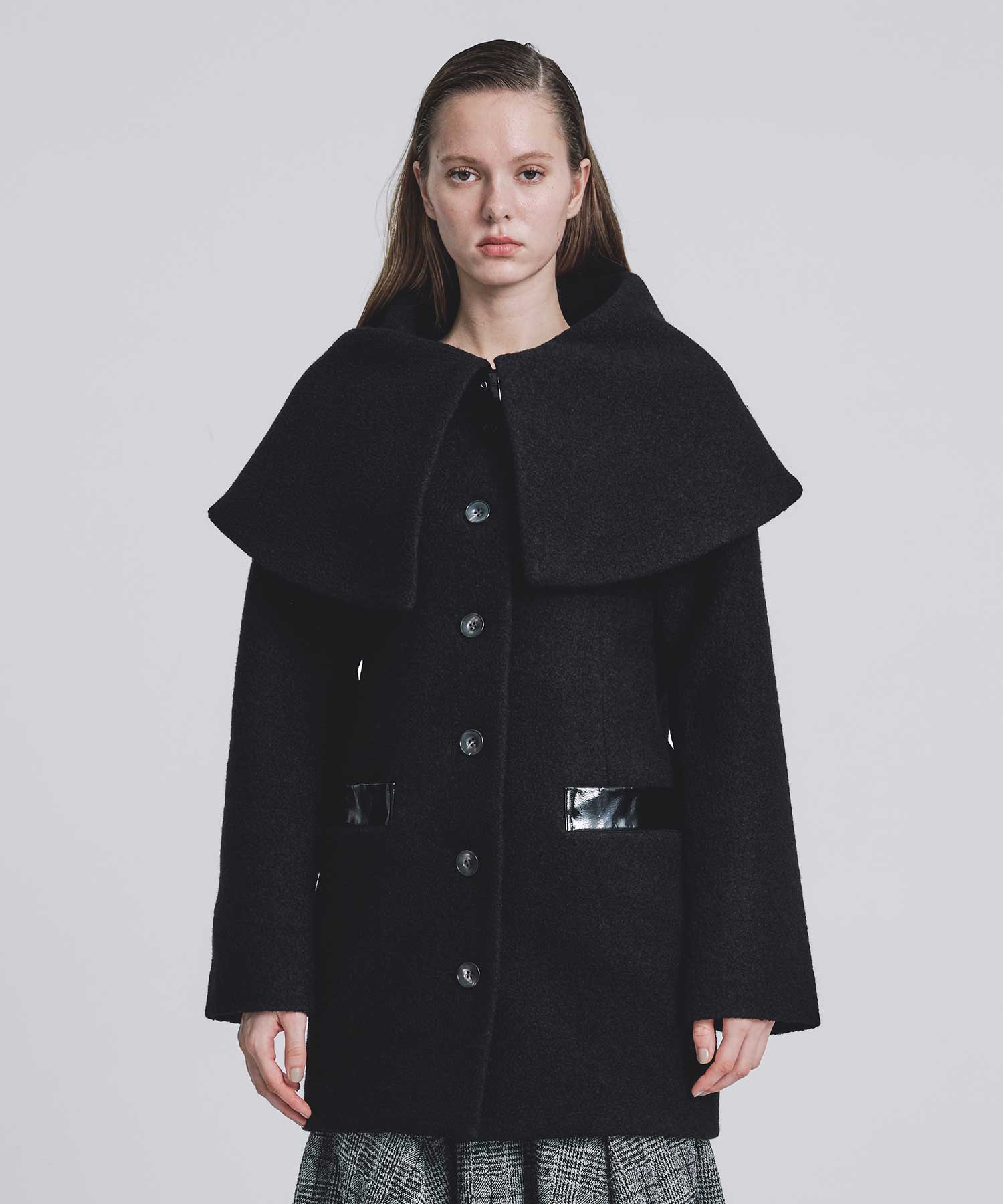 Boucle wool cape coat FETICO