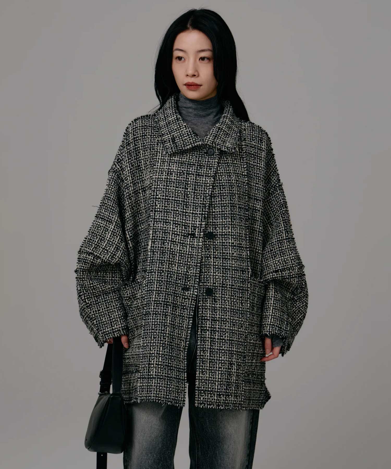 tweed half coat Louren