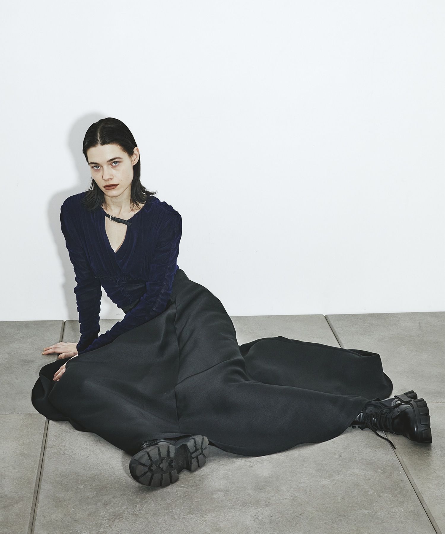 別注 Velvet tulle shirring bodysuit FETICO