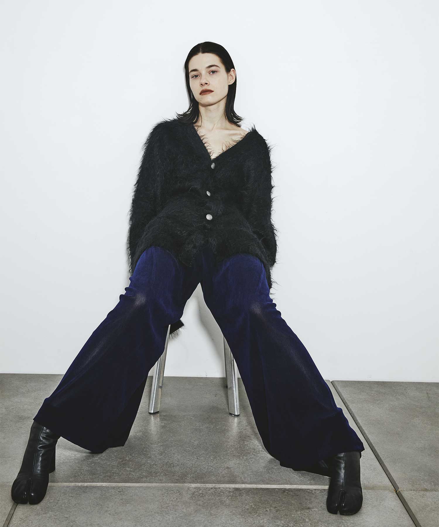 別注 Velvet tulle shirring wide pants FETICO