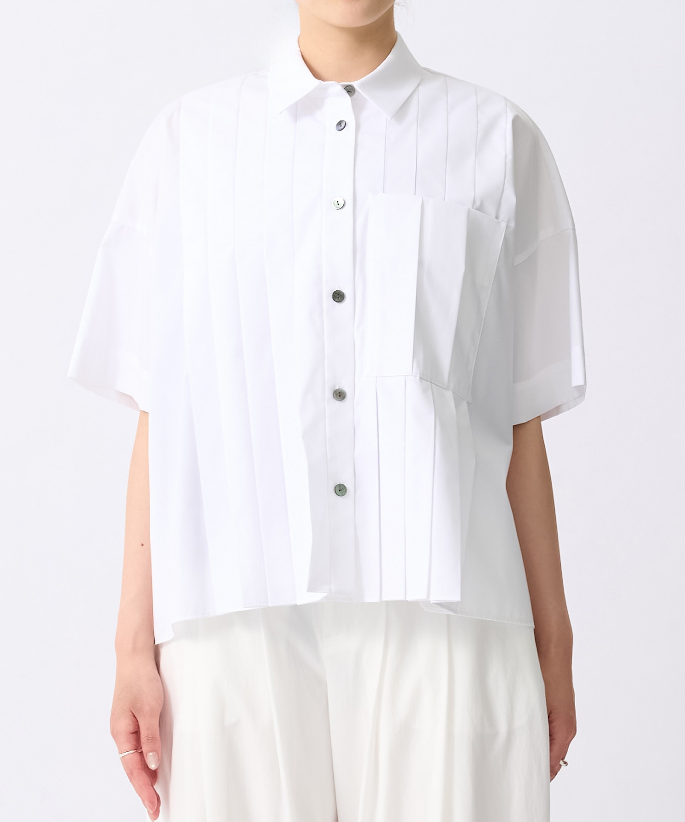 PLEATS WIDE BOX SHIRT(38 WHITE): ENFOLD: WOMENS｜THE TOKYO ONLINE
