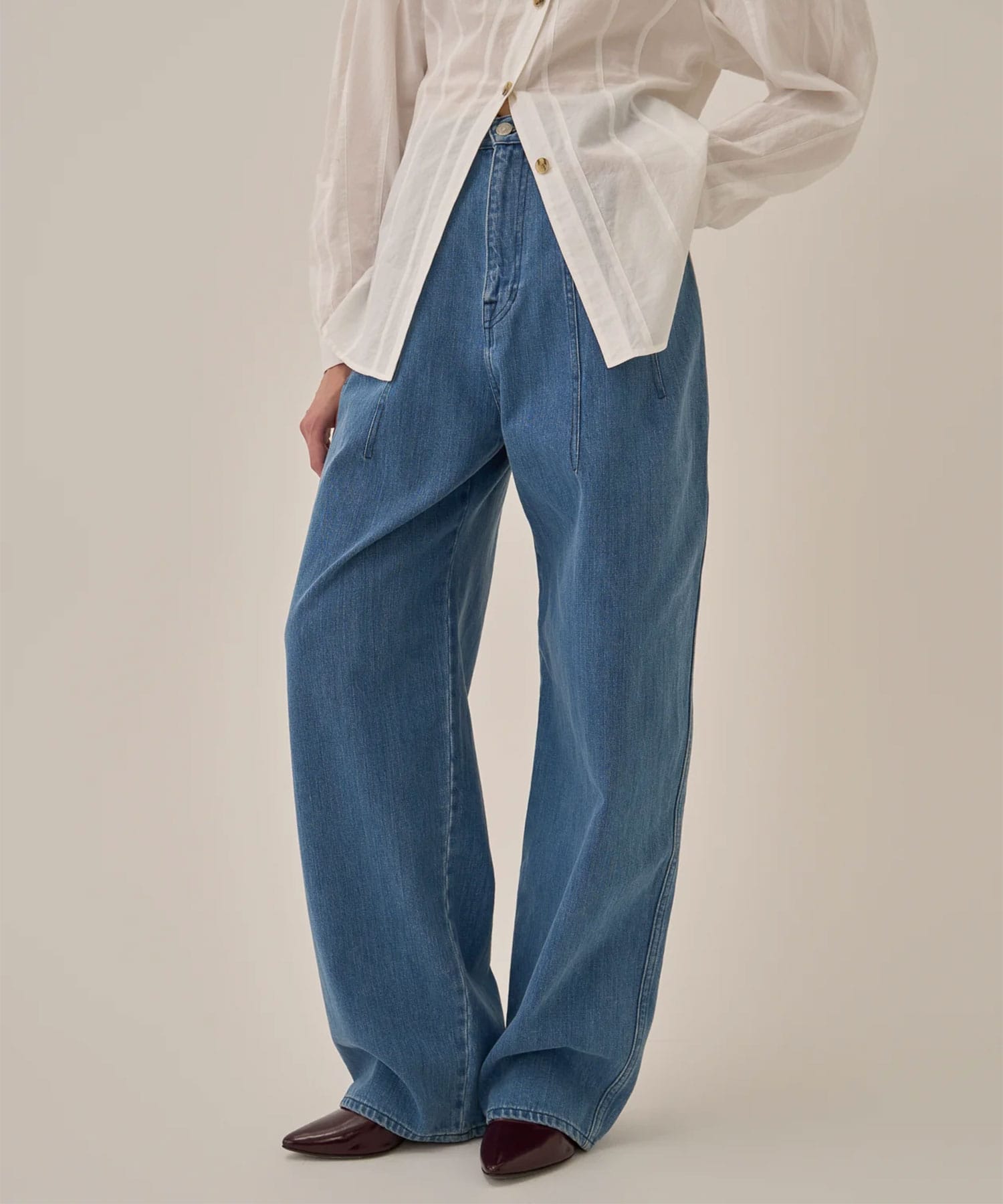 Miriam panel denim pants AKIRANAKA