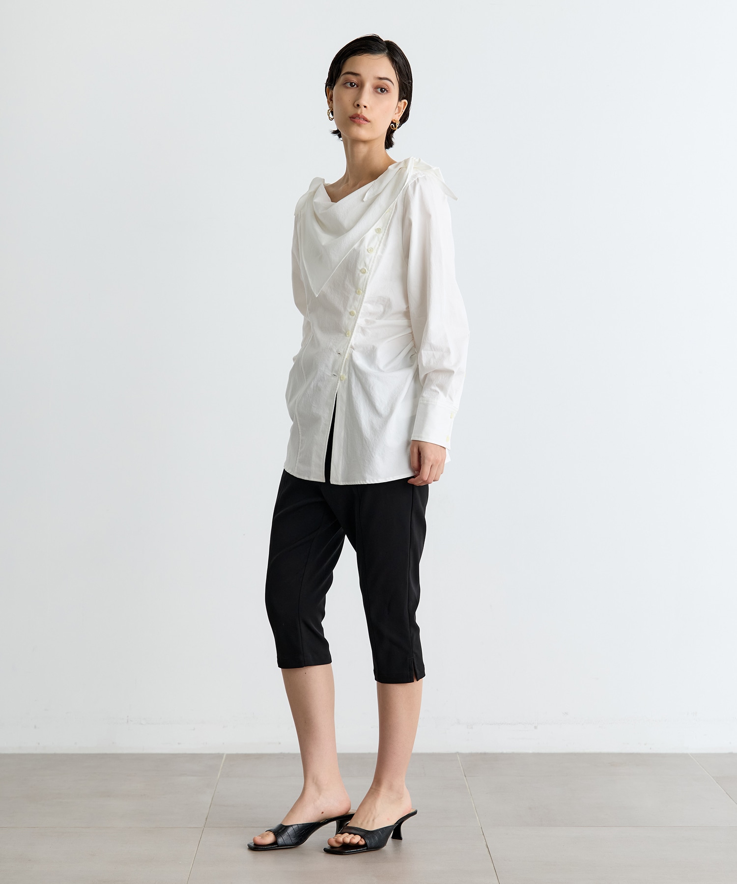 ORGANIC COTTON SCARF COLLAR BLOUSE FETICO