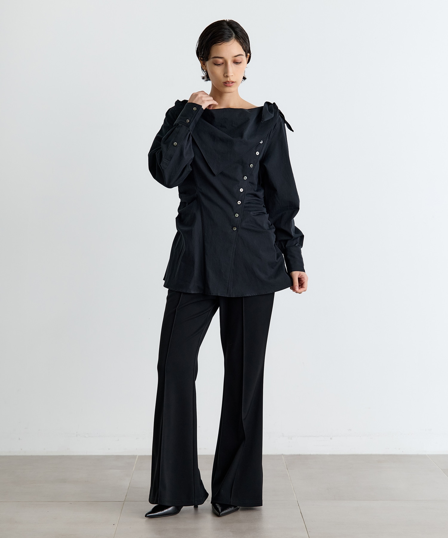 ORGANIC COTTON SCARF COLLAR BLOUSE FETICO