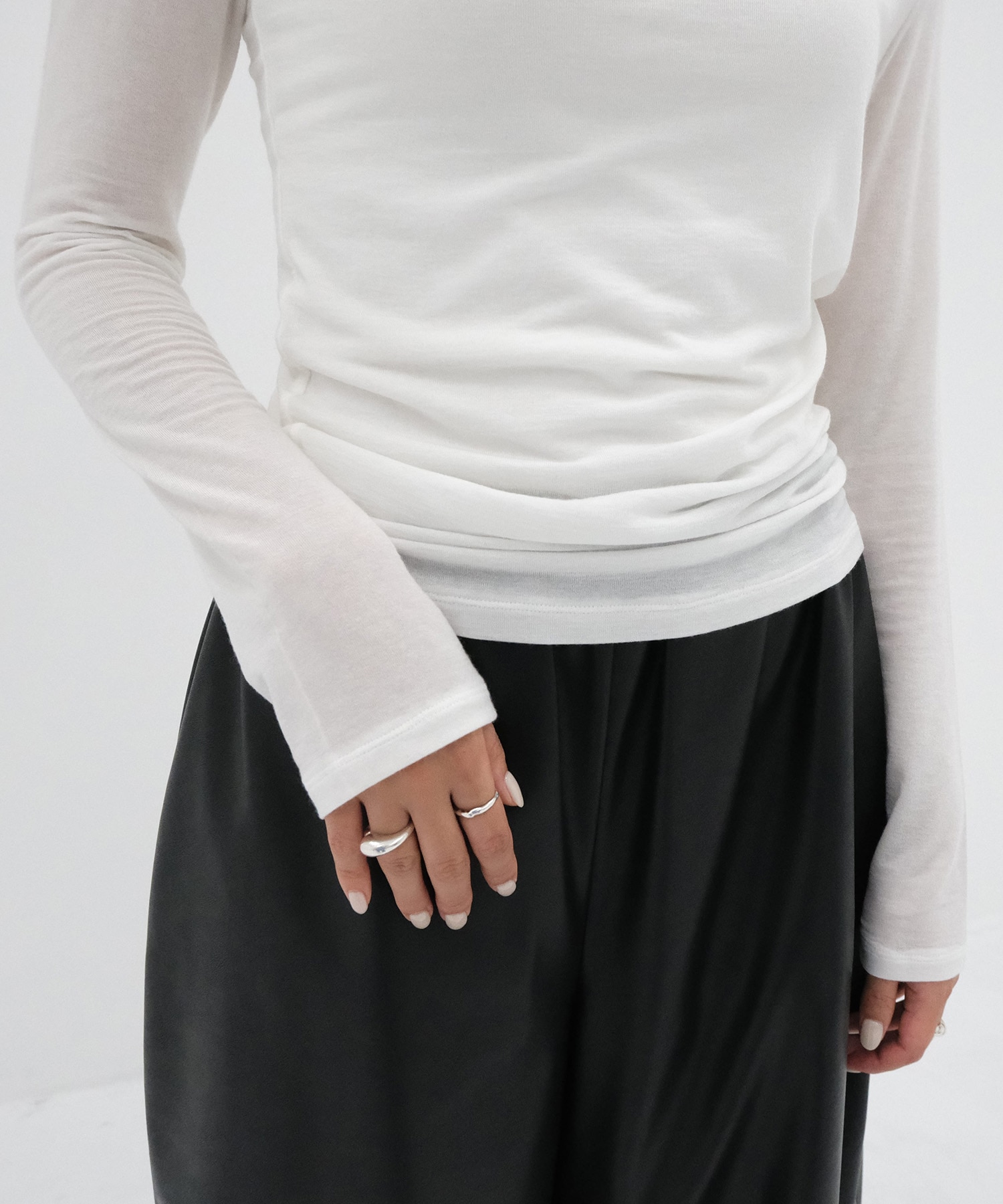 別注 Cashmere blend Asymmetry Tops IIROT