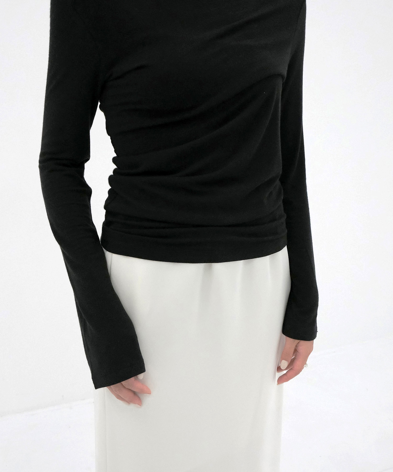 別注 Cashmere blend Asymmetry Tops IIROT