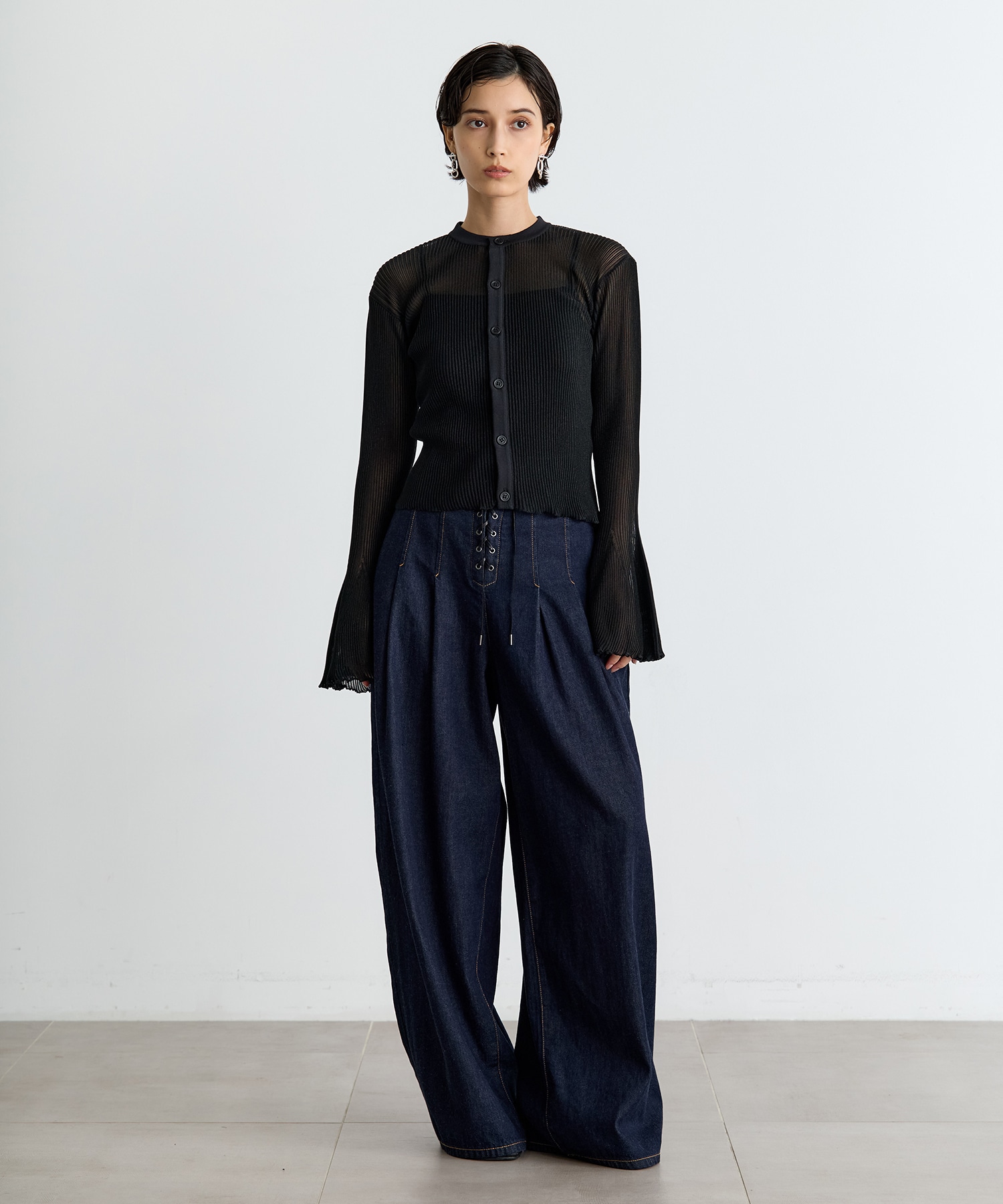 HYPHA LUCENT GLITTER BELL SLEEVE CARDIGAN CFCL