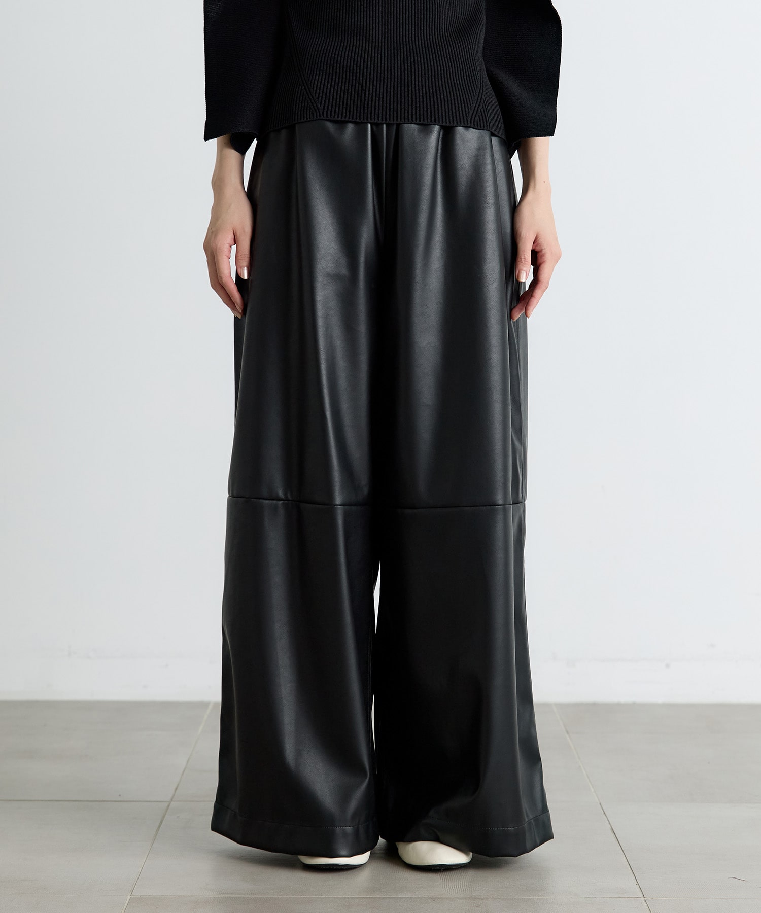 Synthetic Leather Wide Trousers IIROT