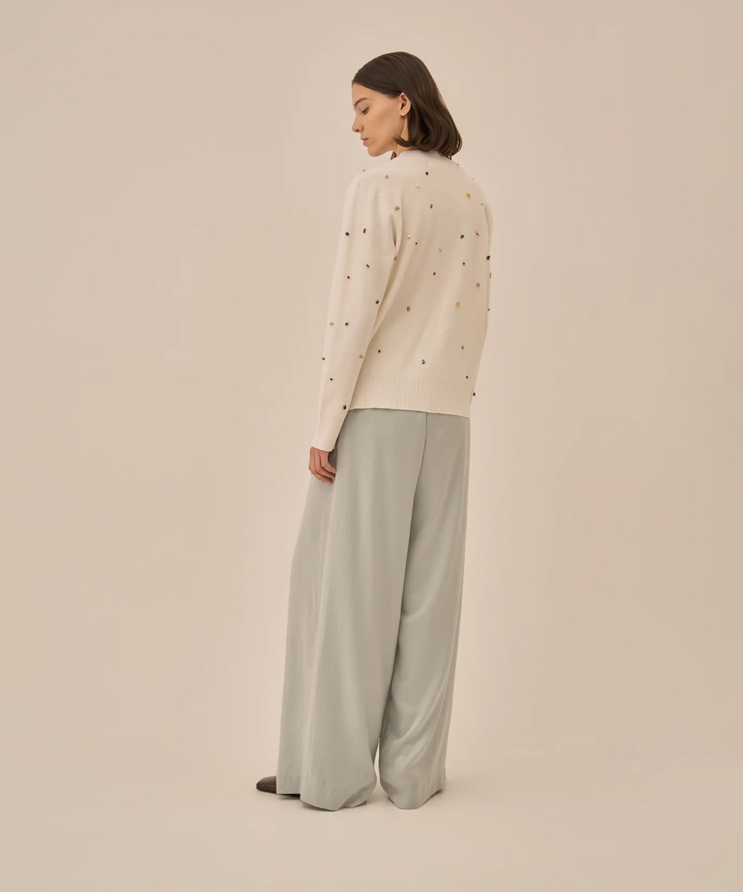 Aila glass beads&ores knit pullover WH AKIRANAKA