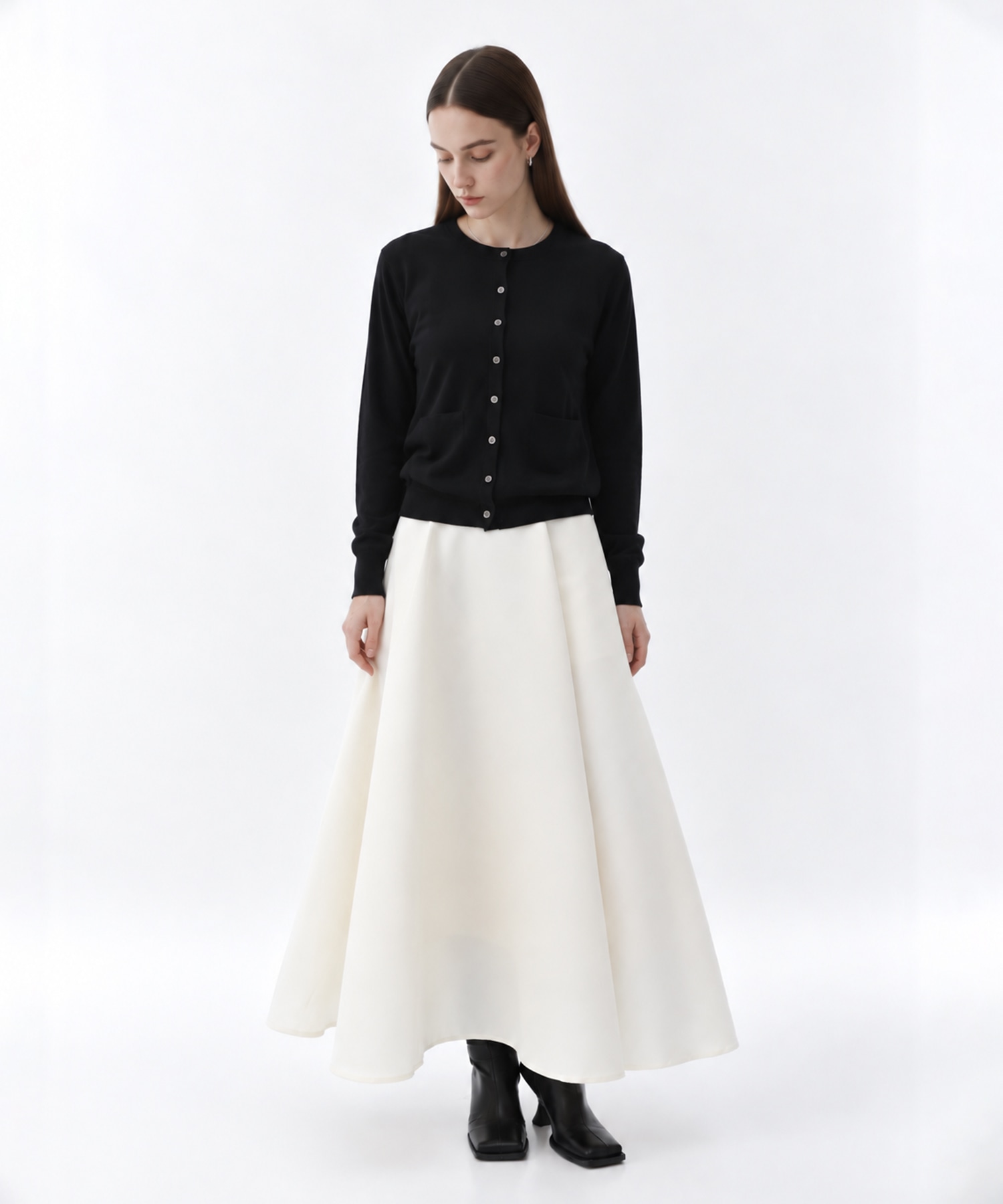CASHMERE/SILK REVERSIBLE CREW NECK CARDIGAN THE TOKYO