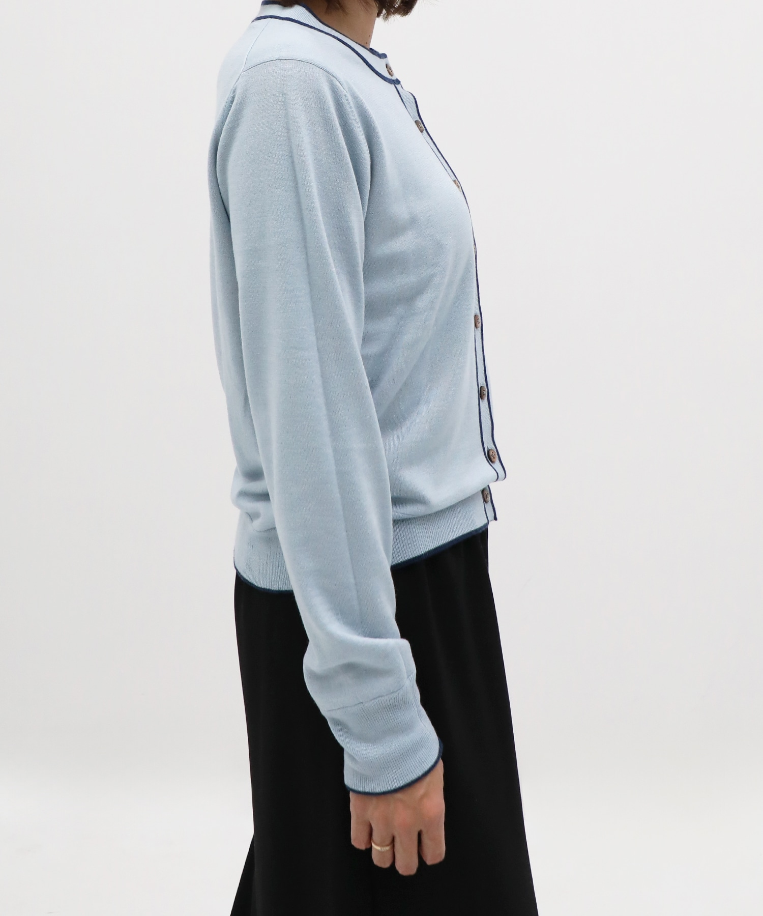 CASHMERE/SILK REVERSIBLE CREW NECK CARDIGAN THE TOKYO