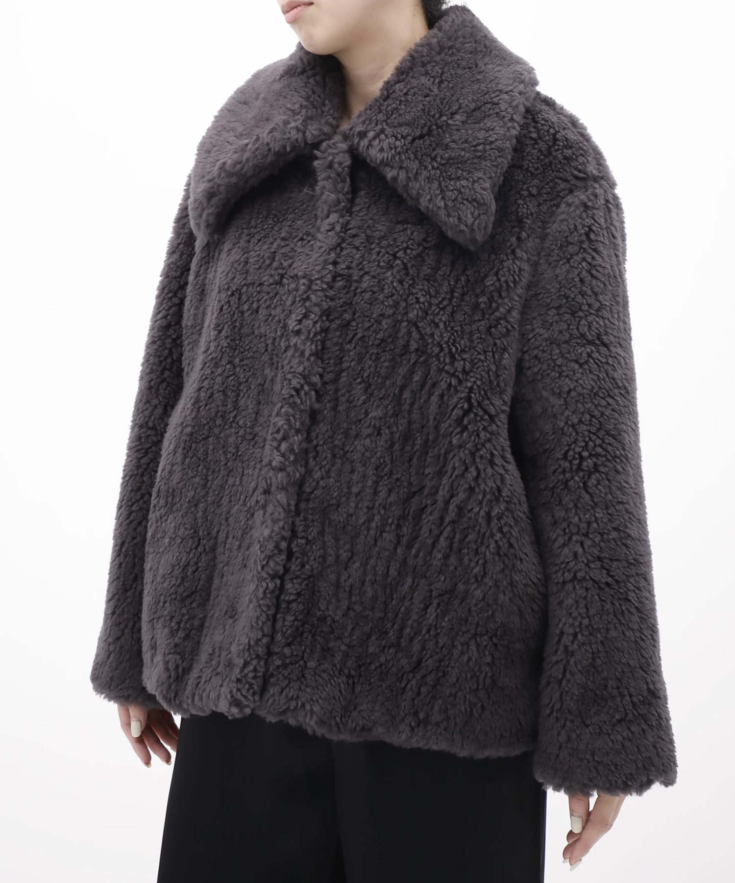 WOOL BOA WIDE COLLAR COAT FETICO