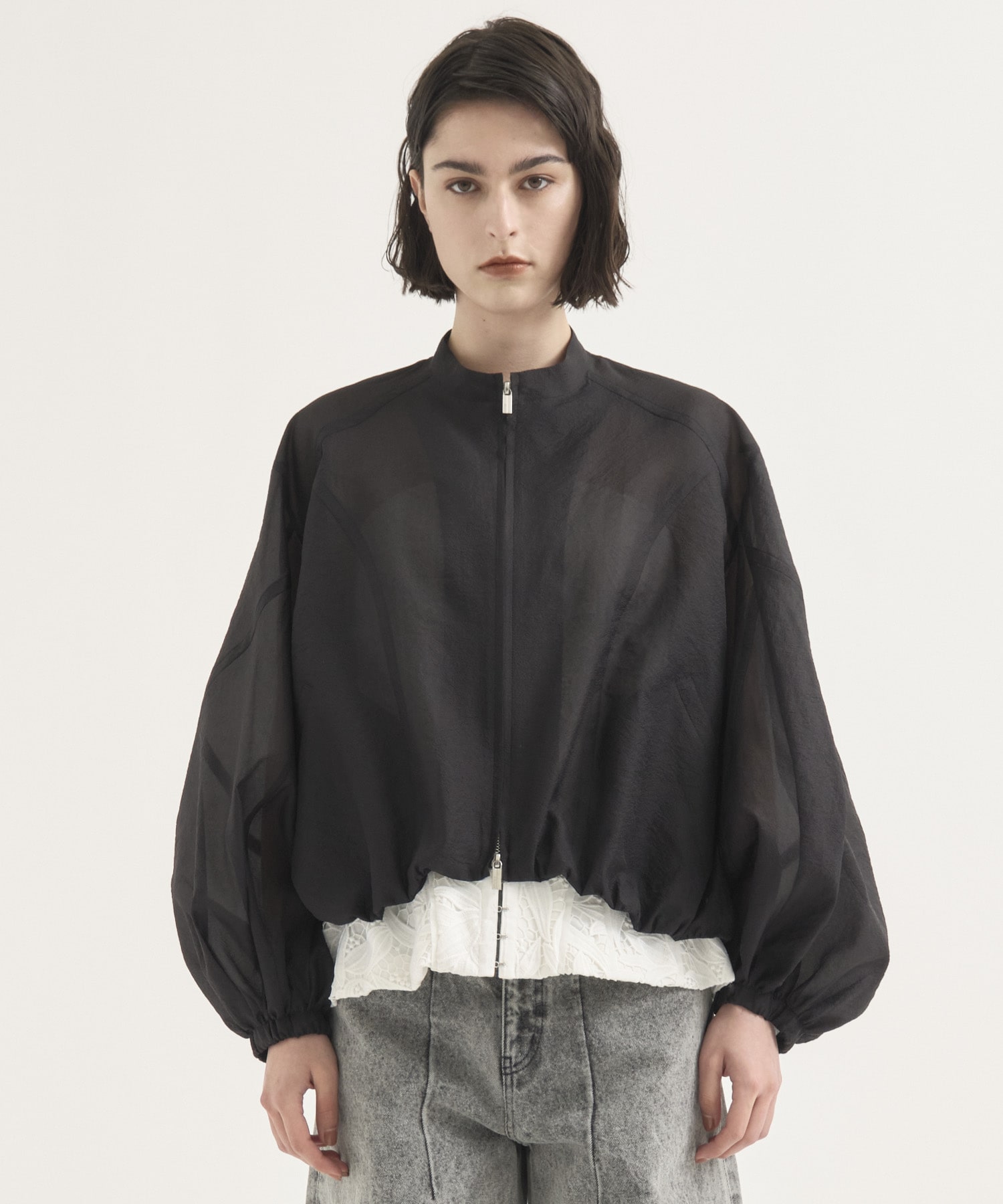 Rough Over Sheer Blouson RITAN