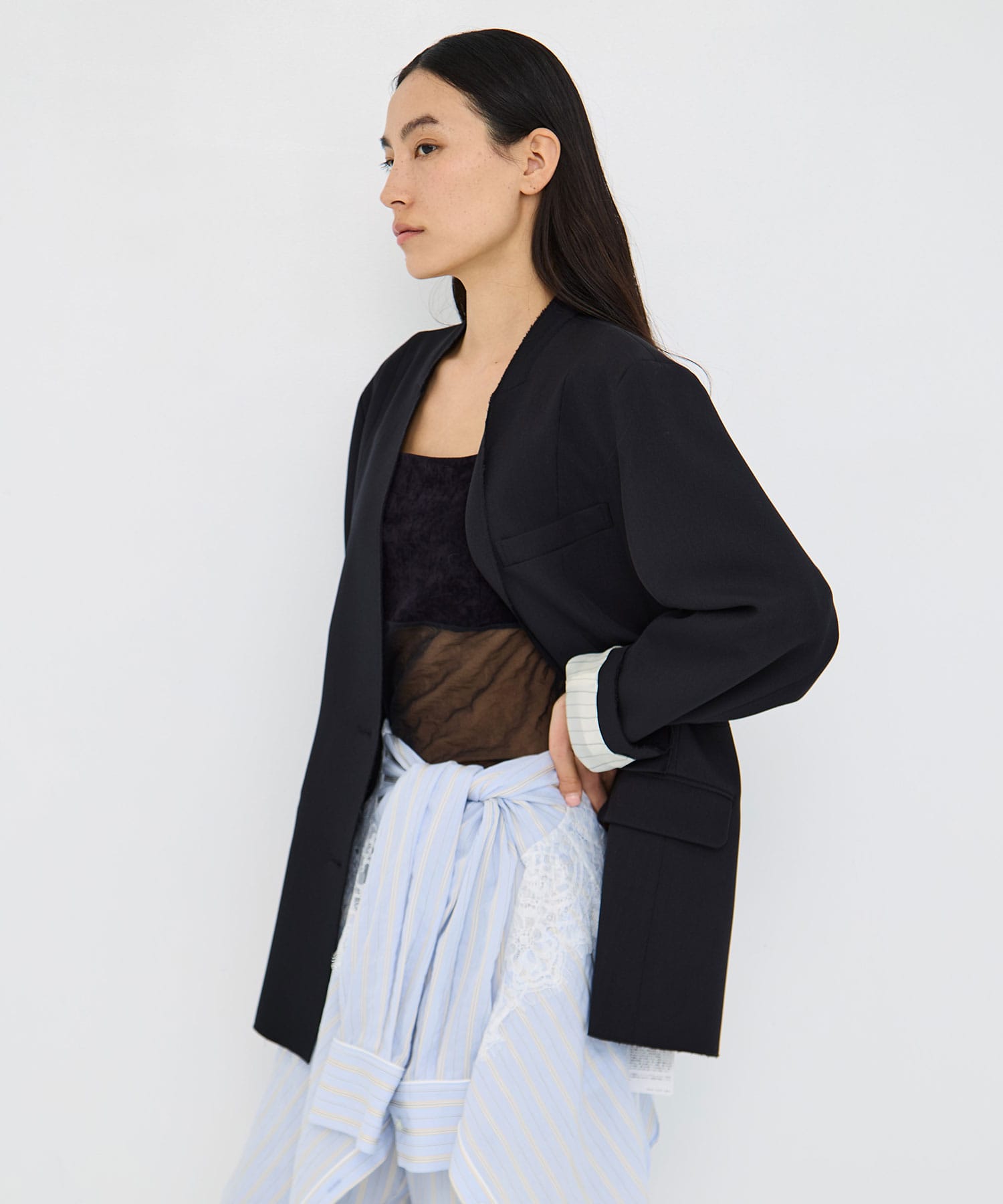 Back Sheer No Collar Jacket RITAN