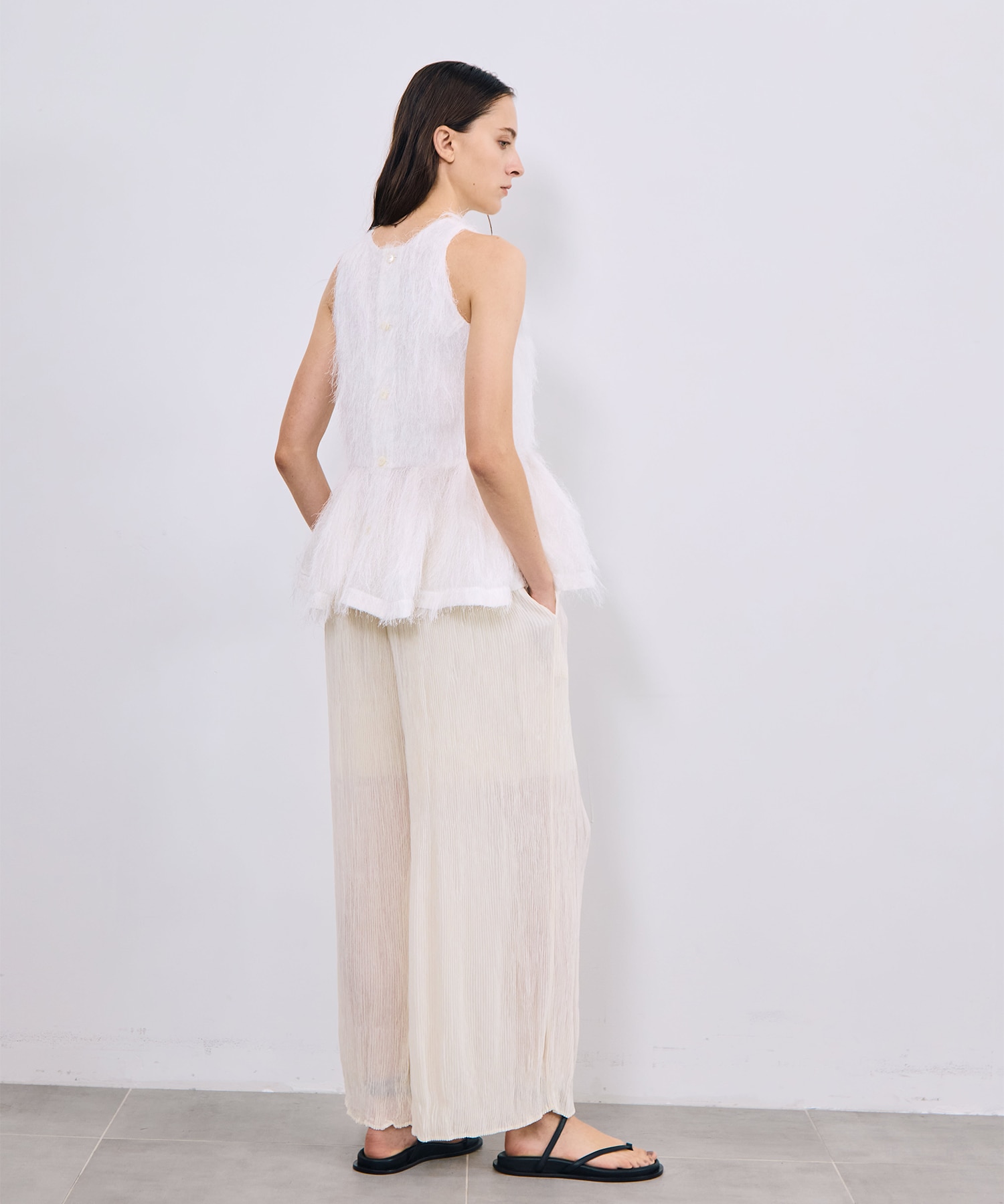 Shaggy Jacquard Peplum Tops RITAN