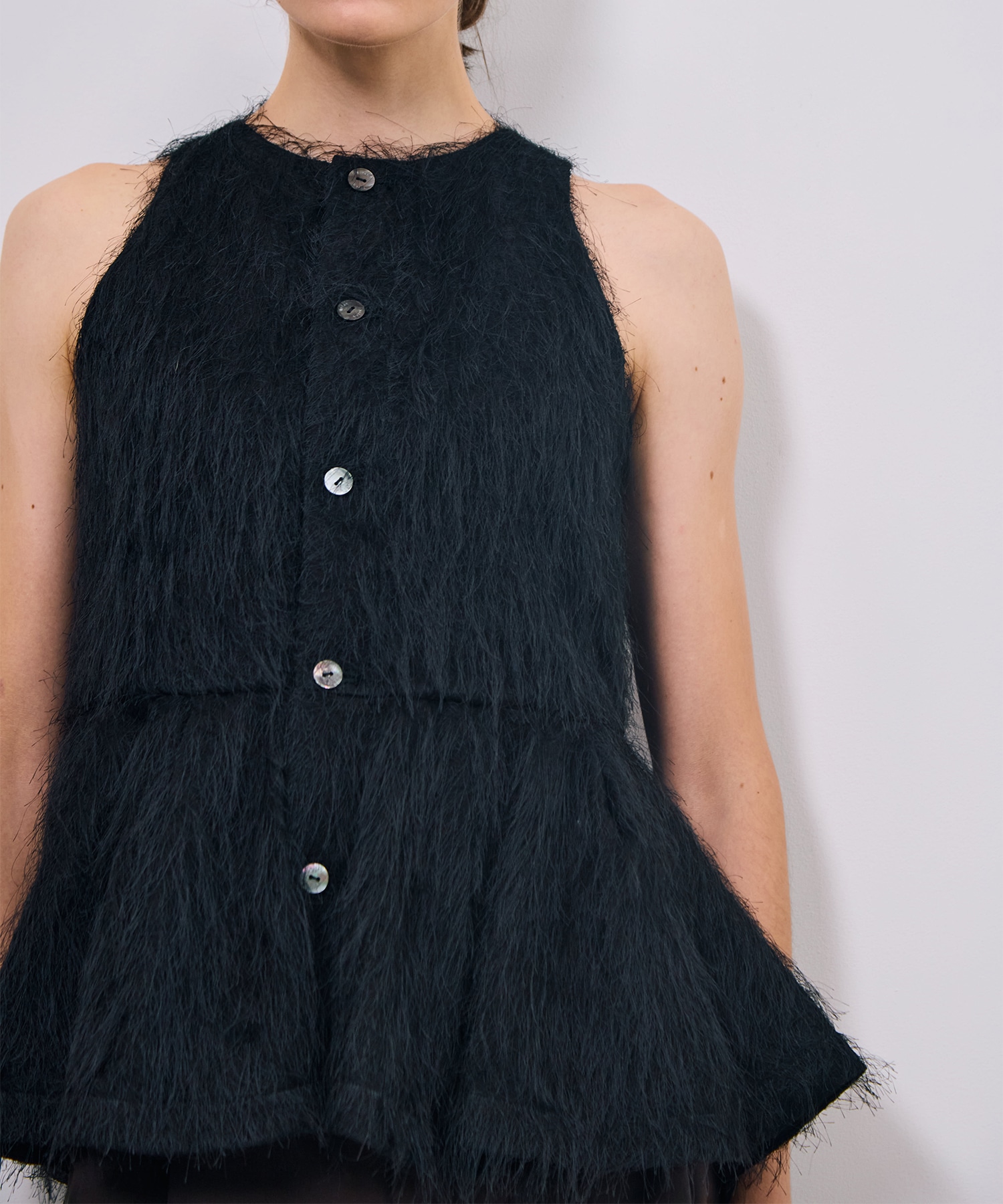Shaggy Jacquard Peplum Tops RITAN