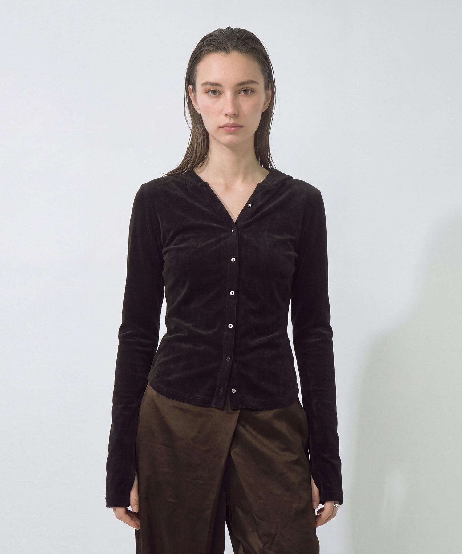 Velours Hoodie Cut Tops RITAN