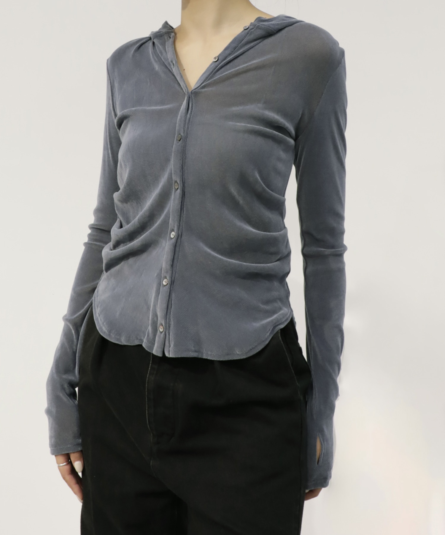 Velours Hoodie Cut Tops RITAN
