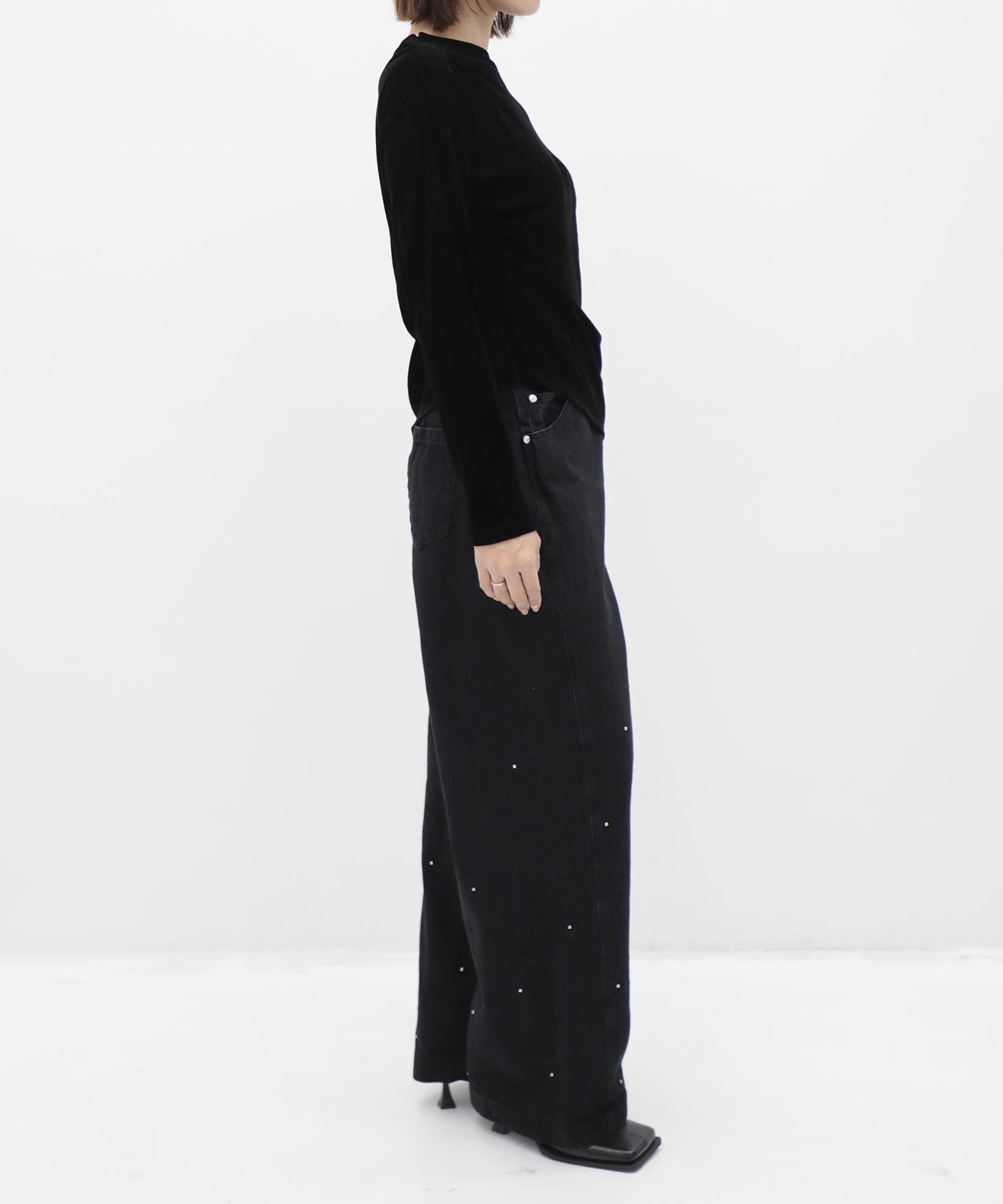 Velour One Shoulder Long T-Shirt RITAN