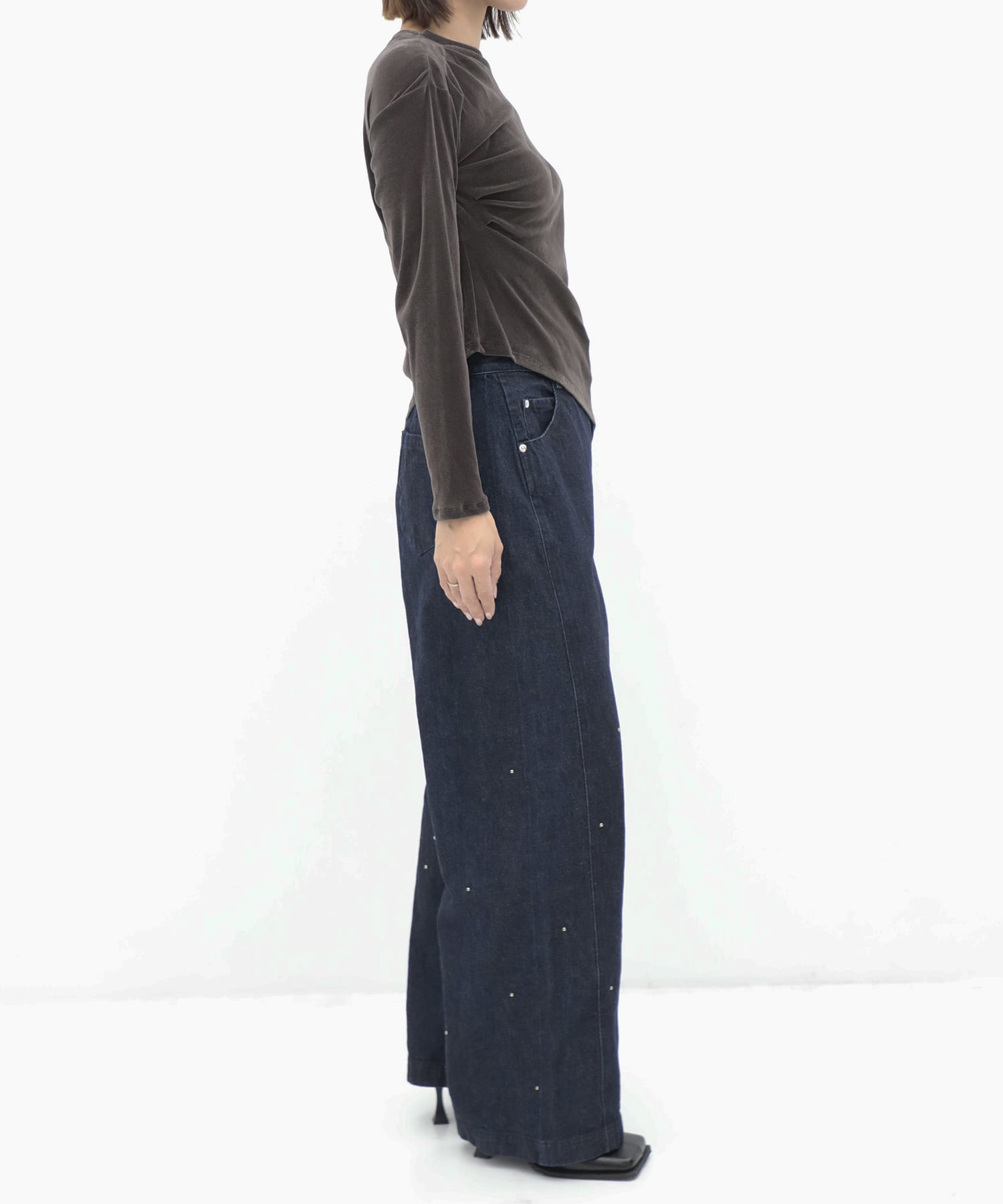 Velour One Shoulder Long T-Shirt RITAN