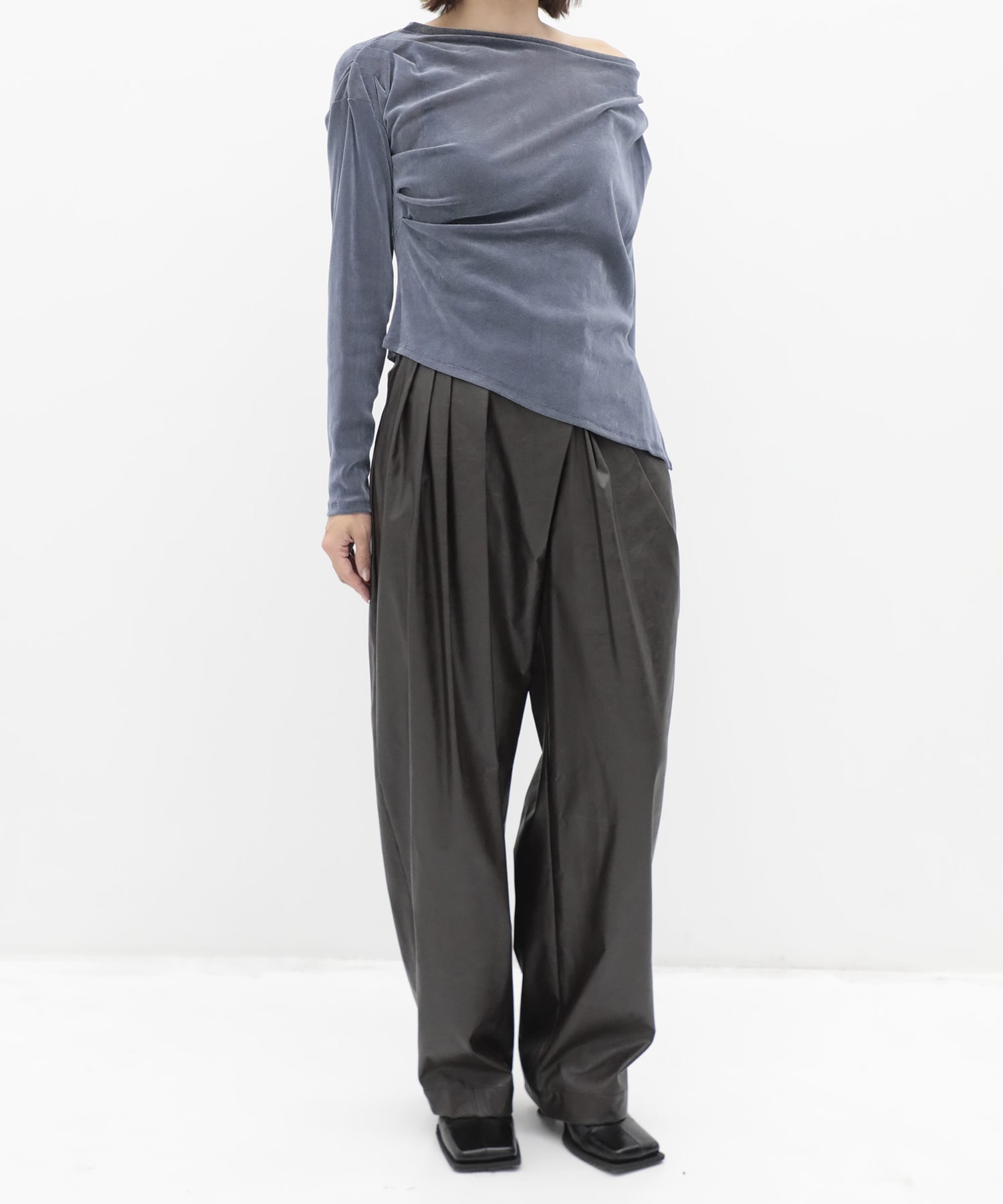 Velour One Shoulder Long T-Shirt RITAN