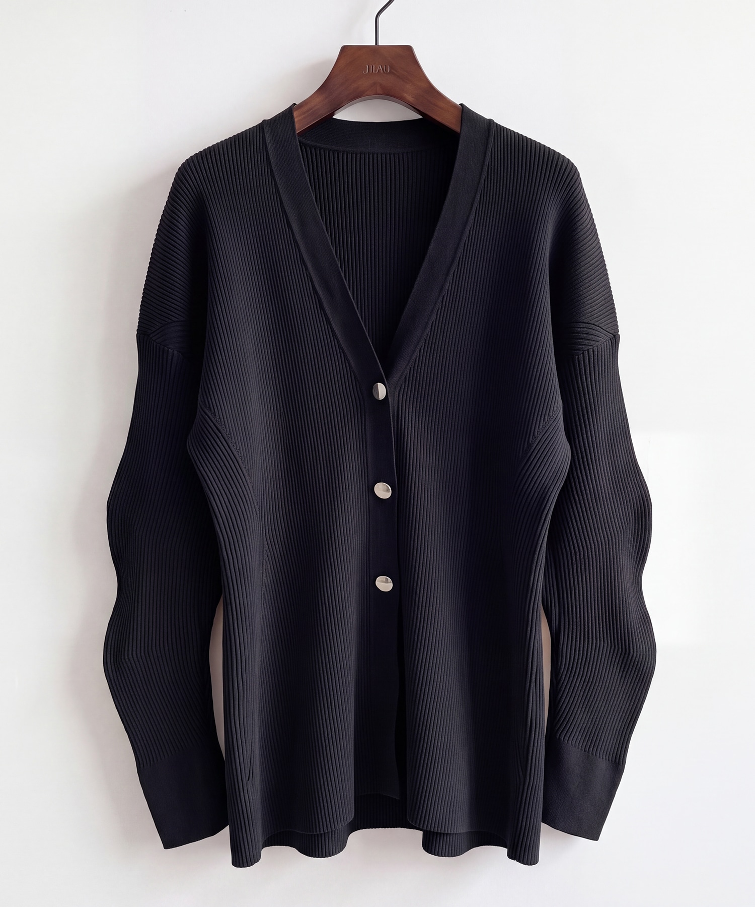 Arch Sleeve Rib Knit Cardigan RITAN