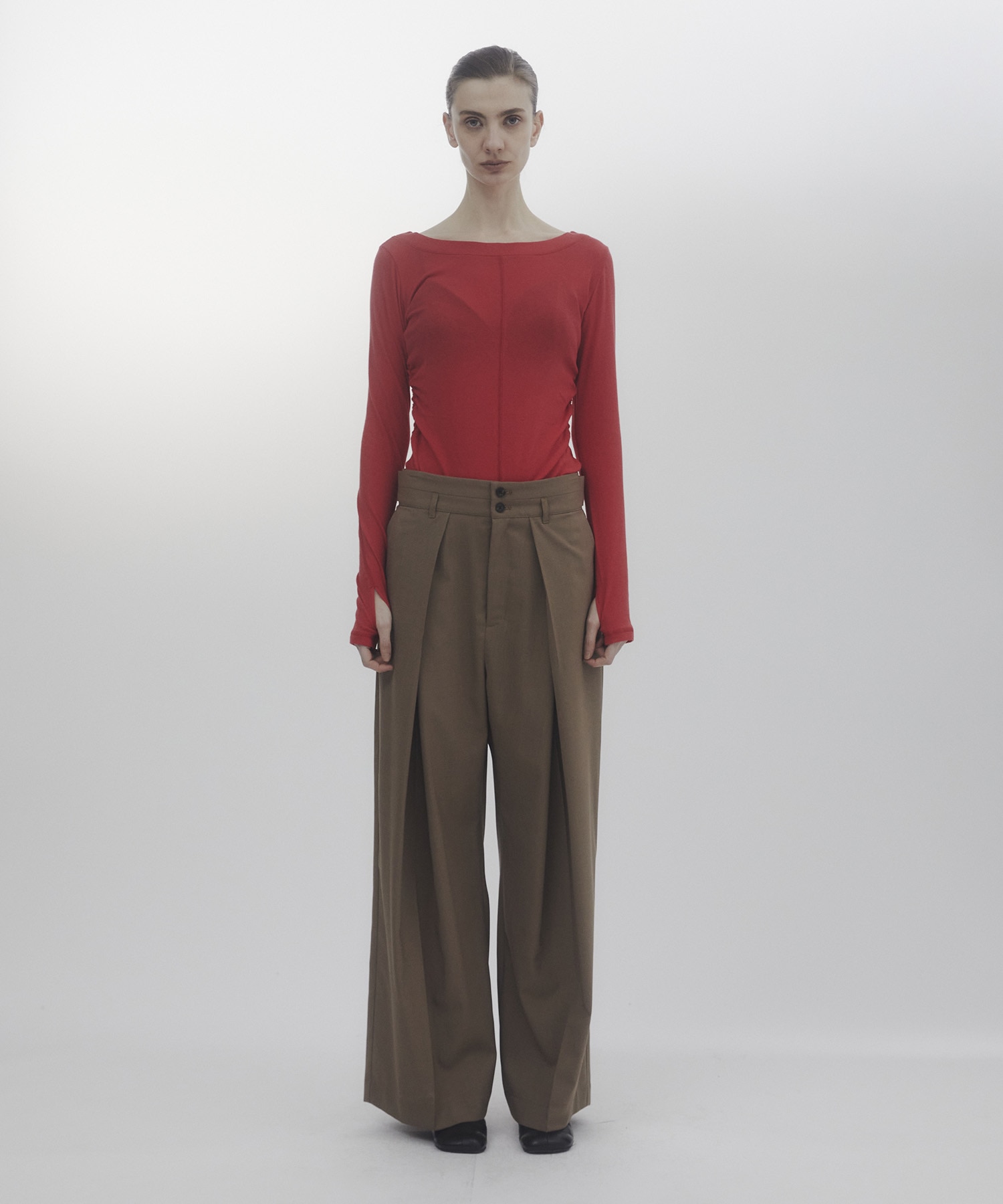 Belt Arranged Tuck Wide Pants CITY TOKYO