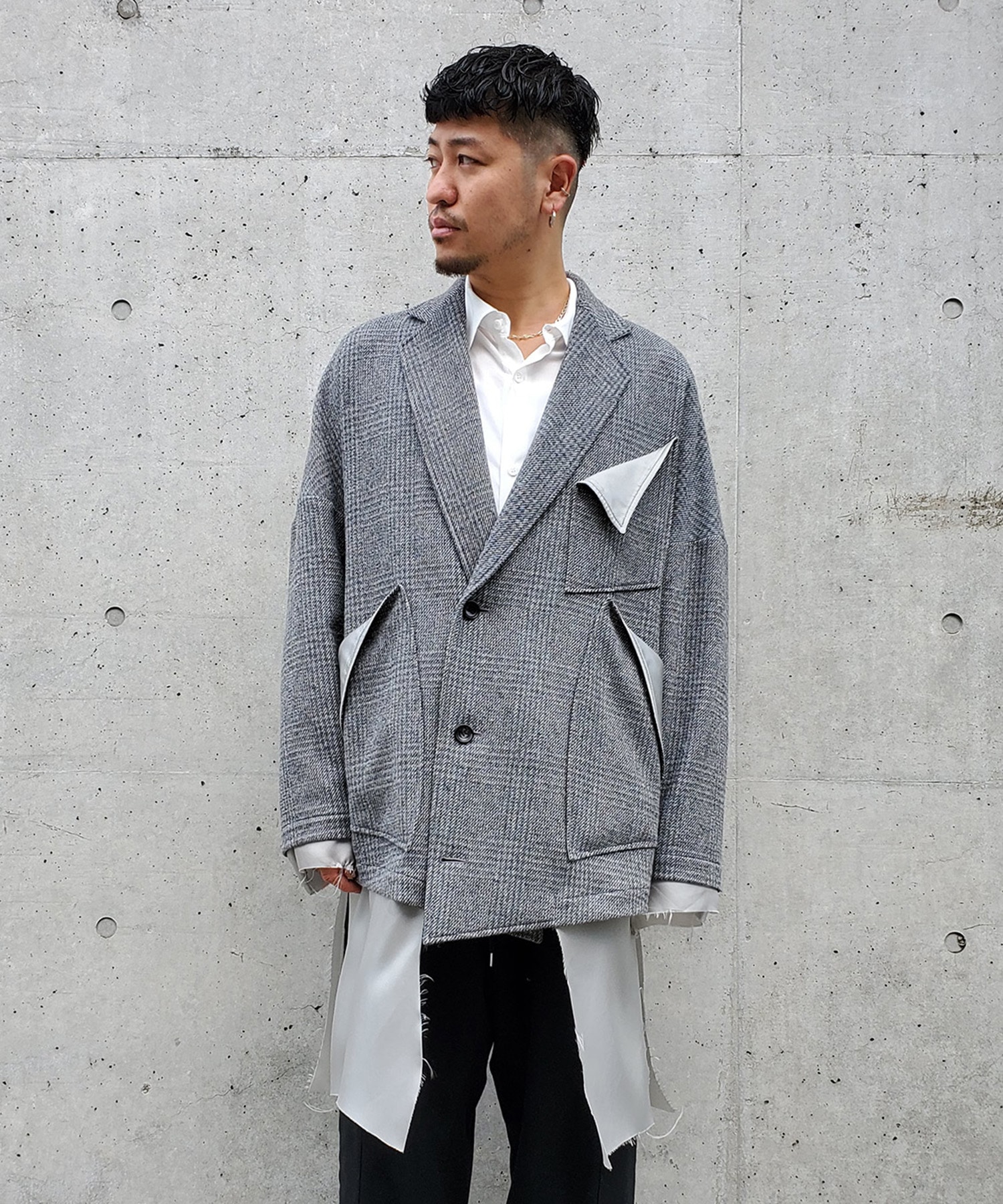 Plaid short over coat(S DARK GREY): sulvam: MEN｜THE TOKYO ONLINE