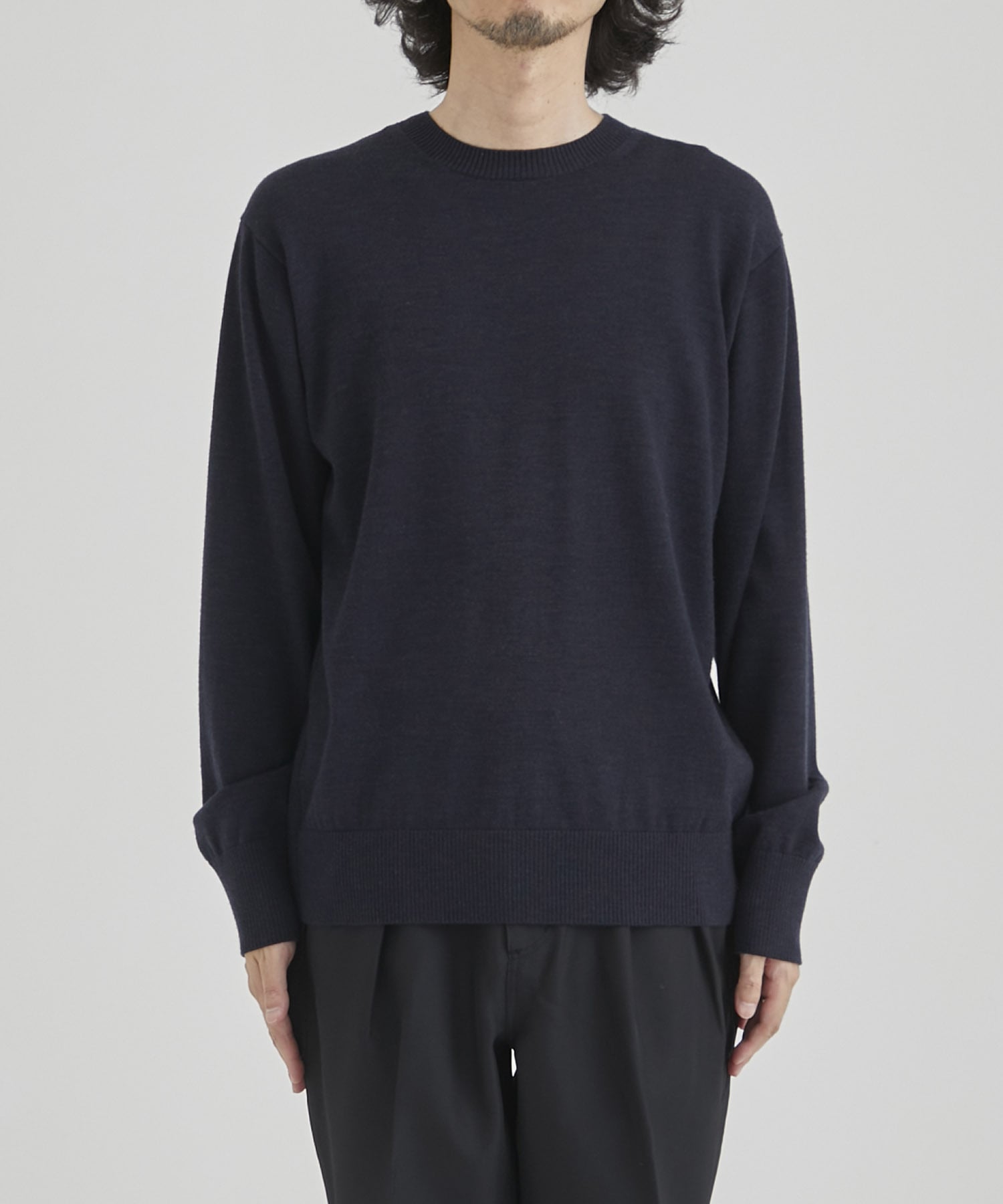 WOOL BACK LINE CREW NECK KNIT(44 DARK GREY): CINOH: MENS｜THE 