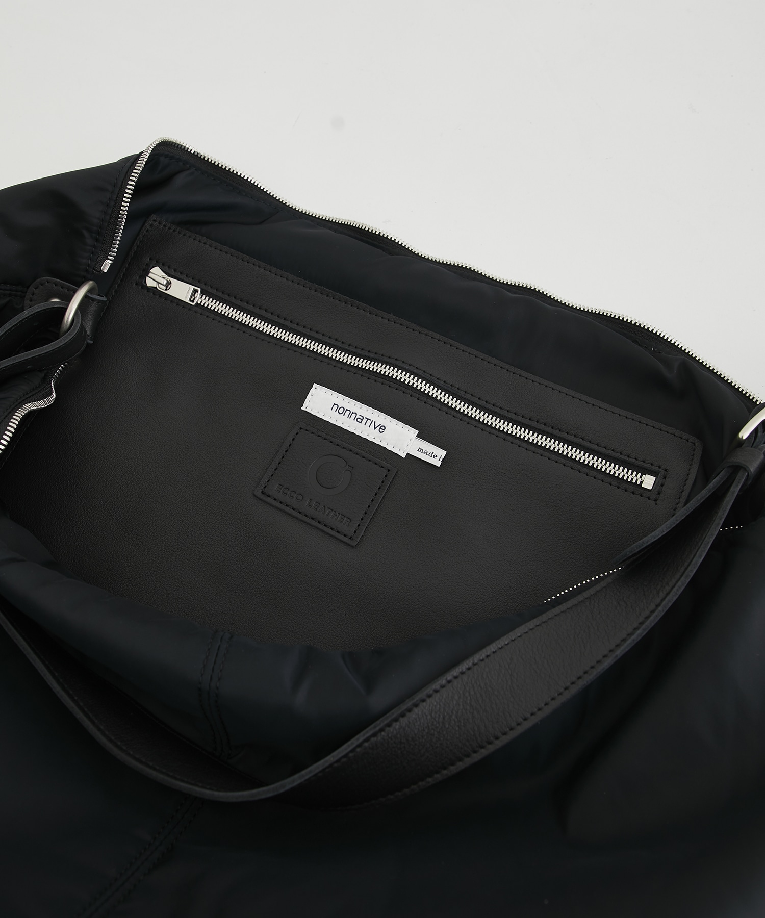 DWELLER SHOULDER BAG POLY TAFFETA WITH COW LEATHER BY ECCO(FREE BLACK