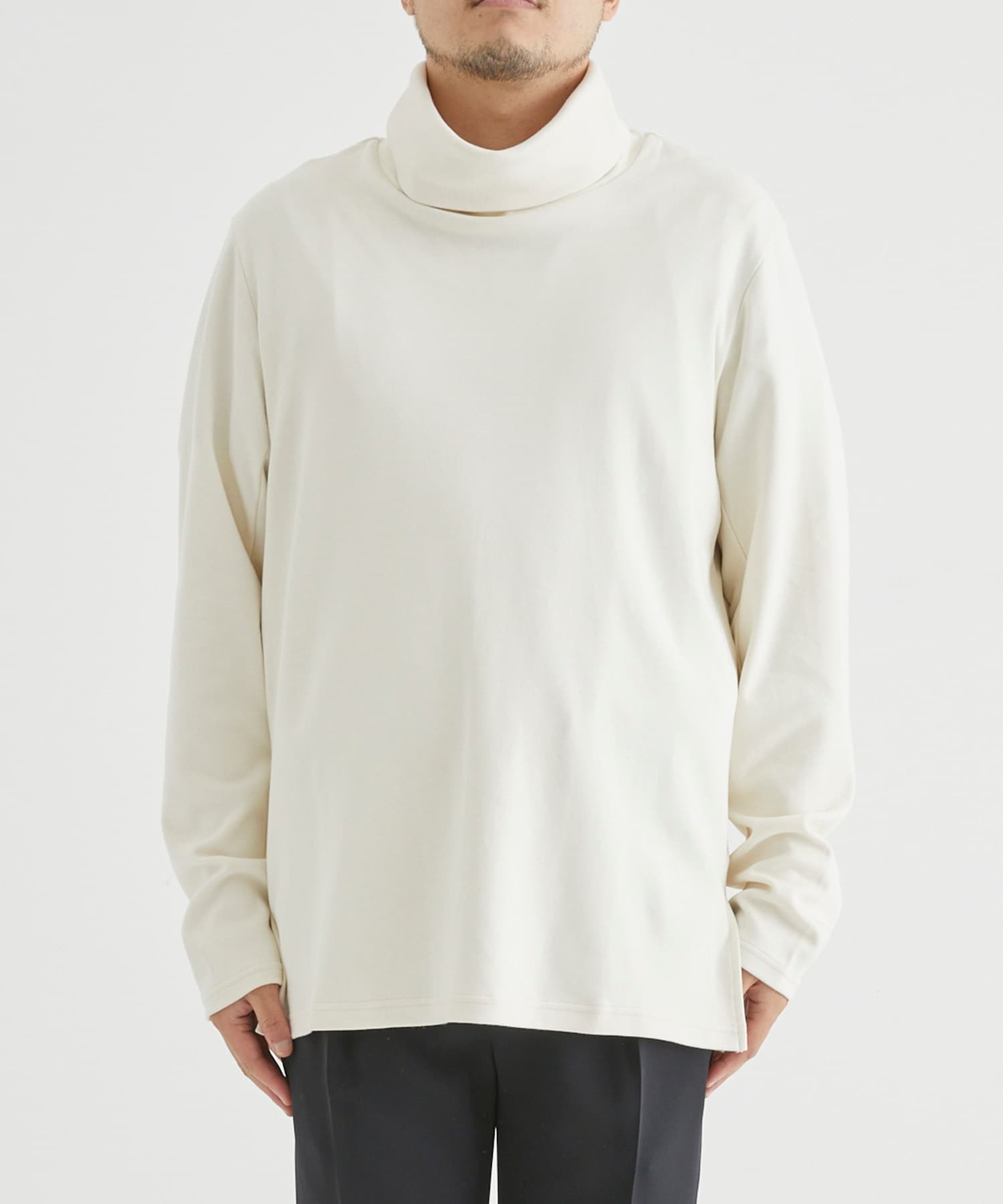 ATTACHMENT / アタッチメント】DOUBLE FACE WIDE HIGHNECK L/S TEE-