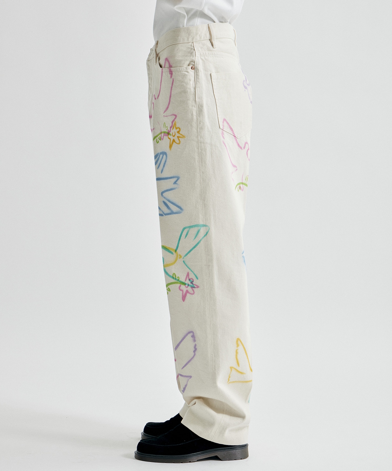 THE JEAN TROUSERS WHITE DOVE FLOWER TANAKA