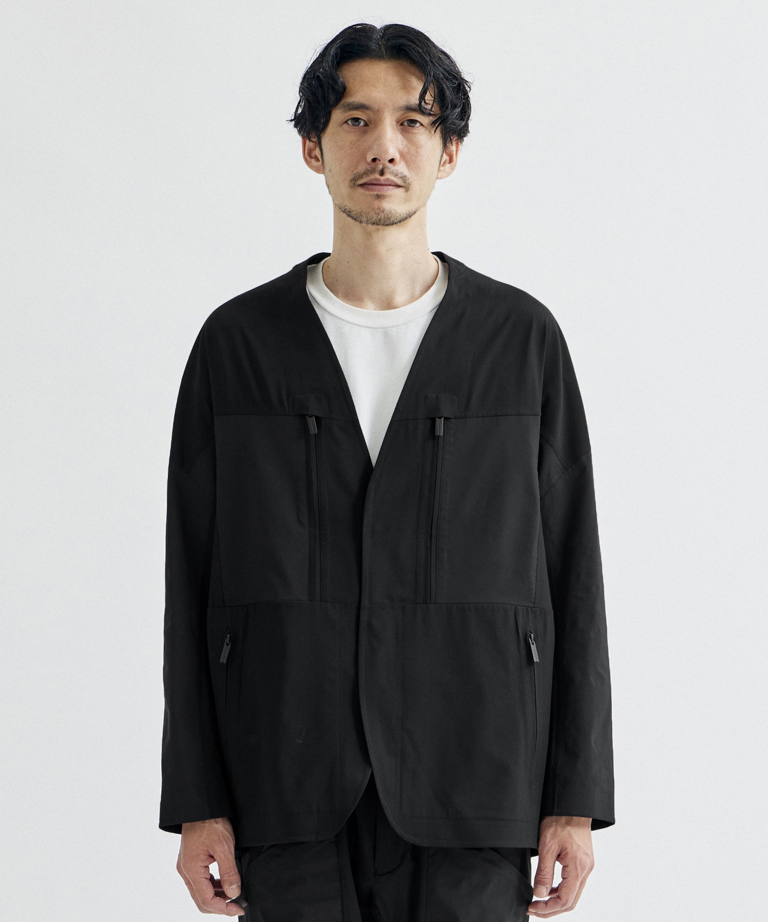 EX. STRETCHED HYBRID NO COLLAR JACKET | White Mountaineering