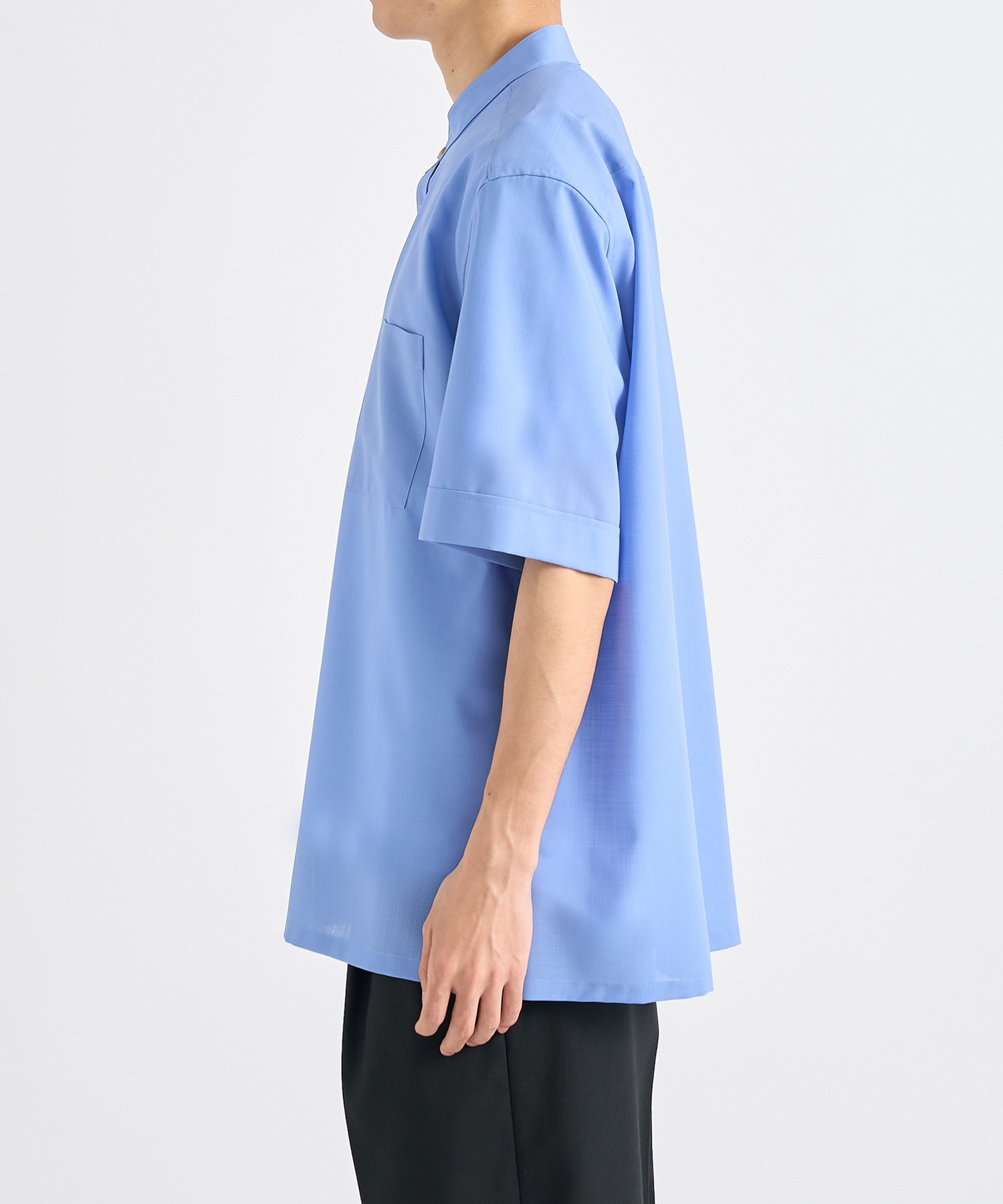 Active Washable Wool Band Collar S/S Shirt THE TOKYO