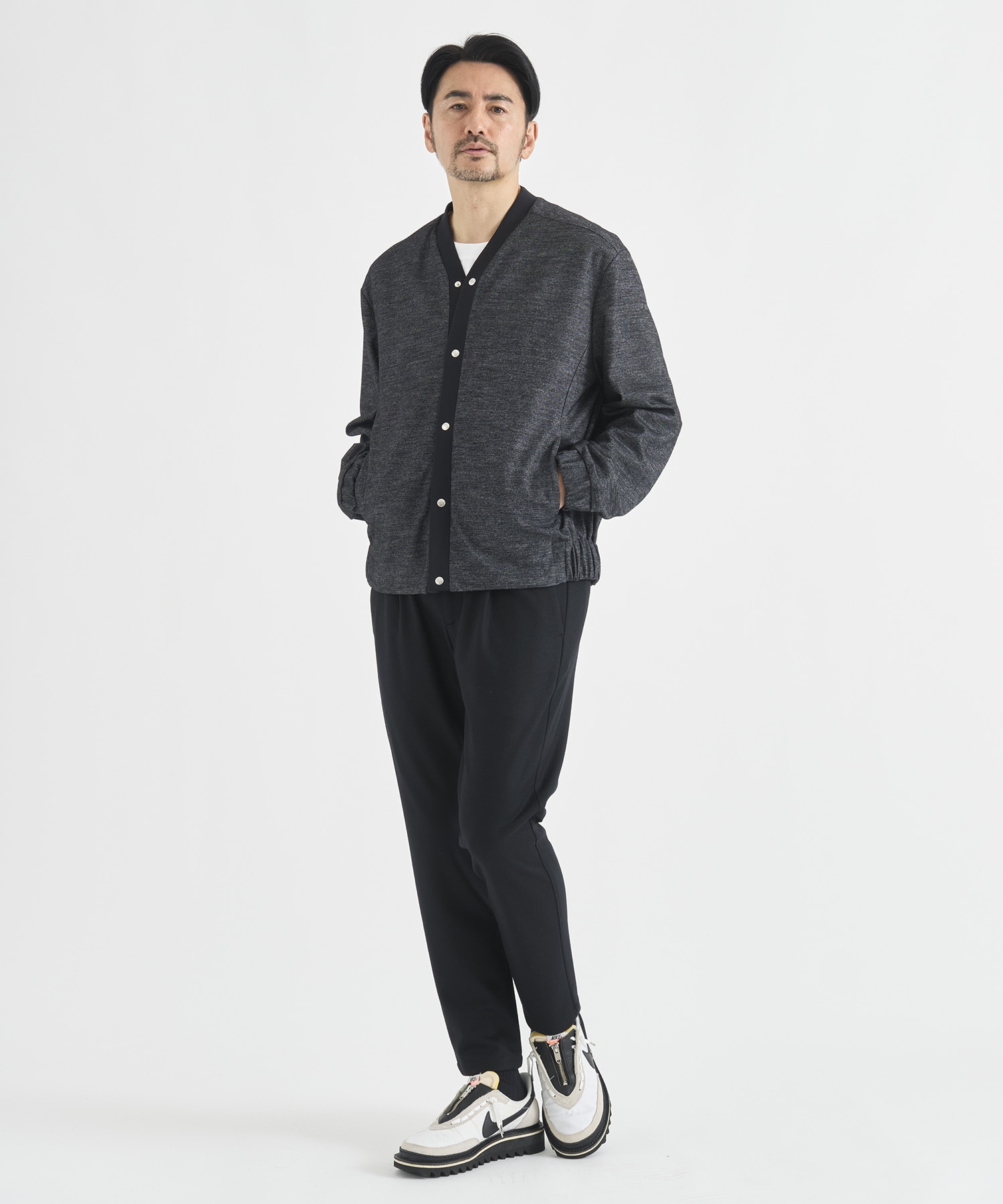 Washable Tweedy Jersey Snap Cardigan THE TOKYO