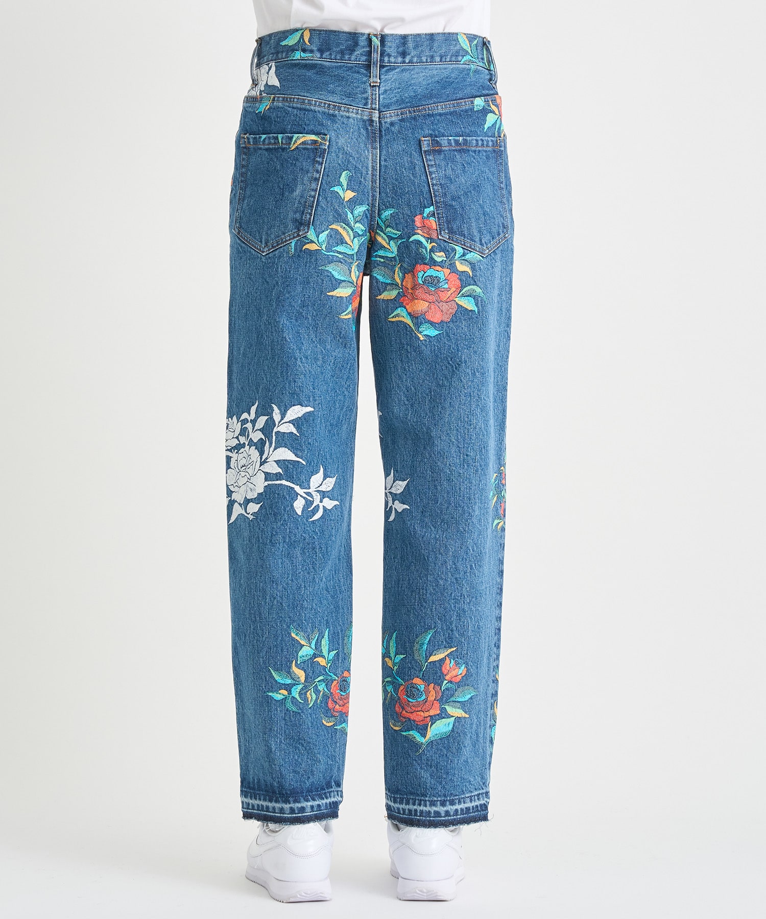 Flower Pattern Straight Denim Pants BED J.W. FORD