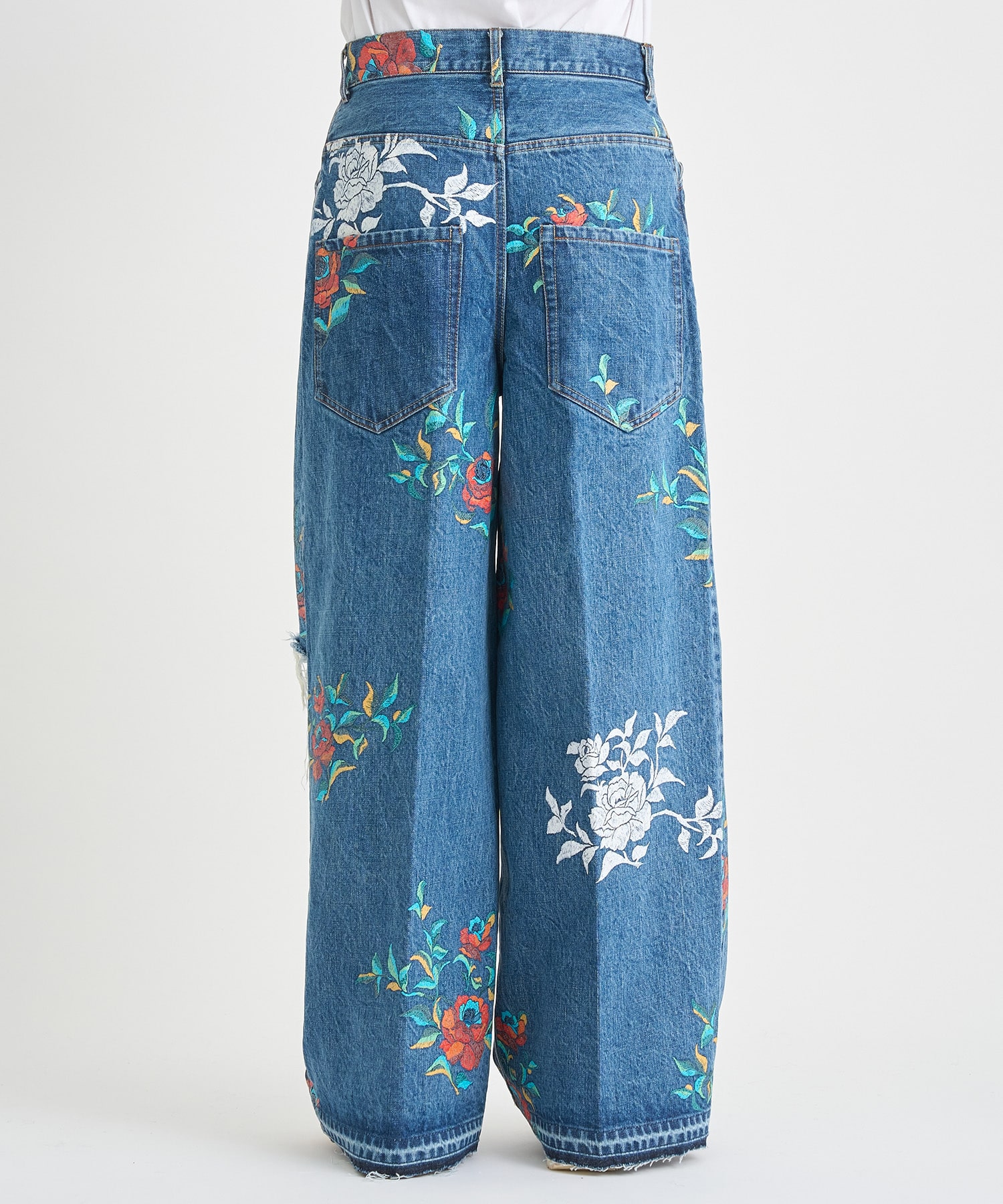 Flower Pattern Denim Wide Pants BED J.W. FORD