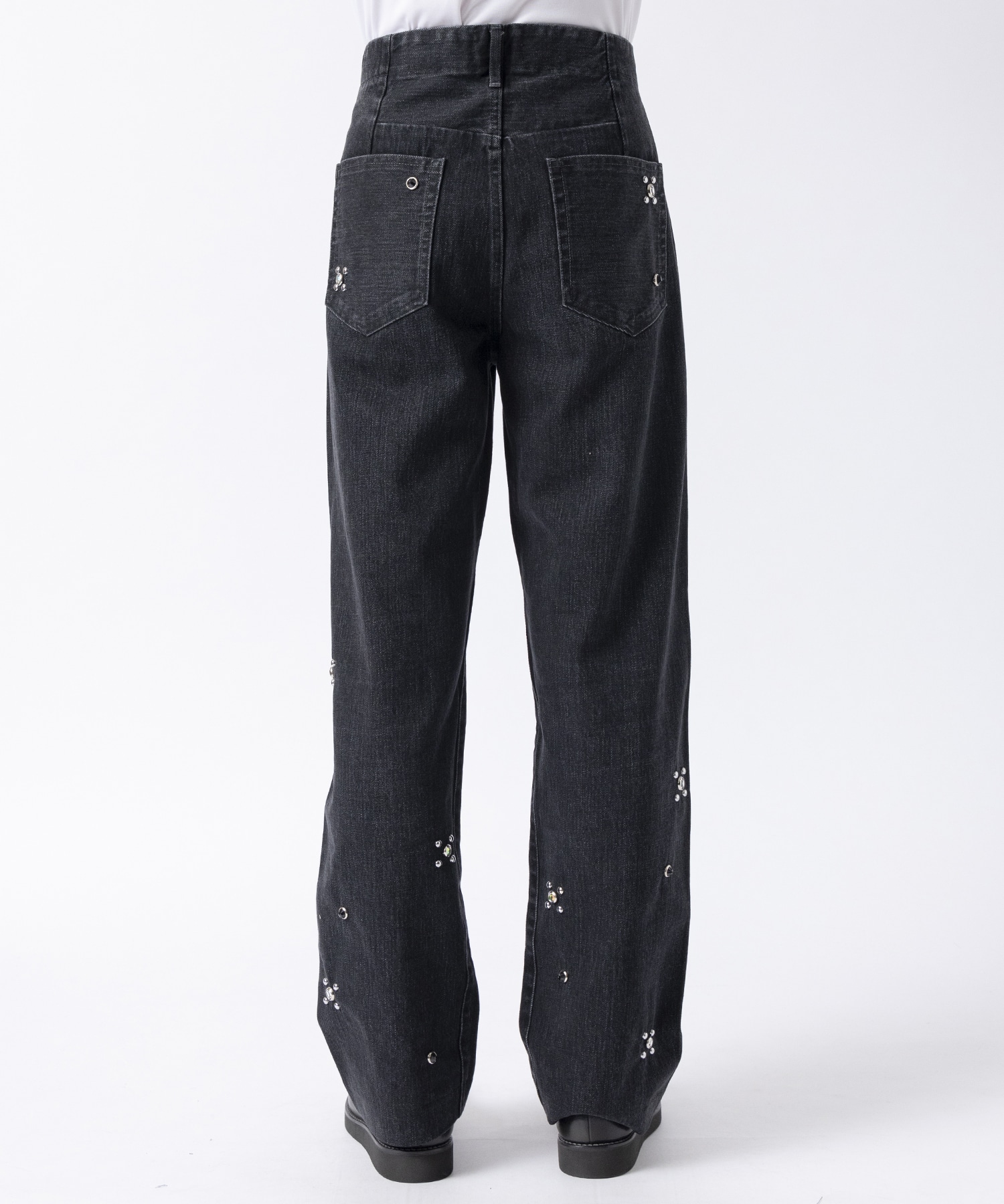 STRAIGHT JEAN TROUSERS BLACK & SILVER STARS TANAKA