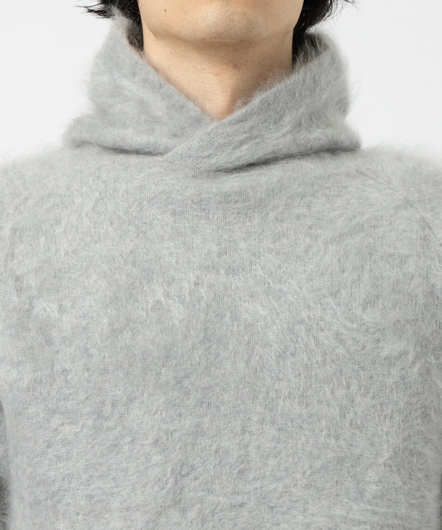 CASHMERE SHAGGY HOODIE KNIT CINOH