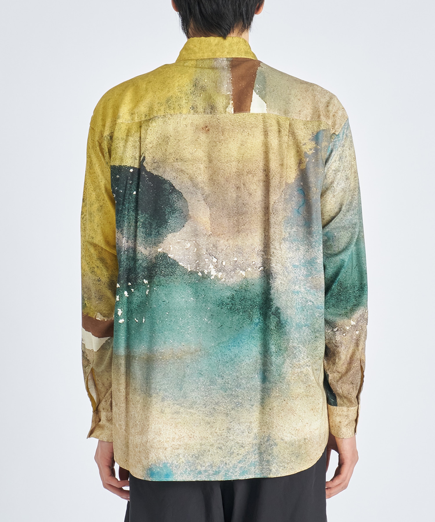 LANDSCAPE PRINTED REGULAR COLLAR SHIRT YOKE