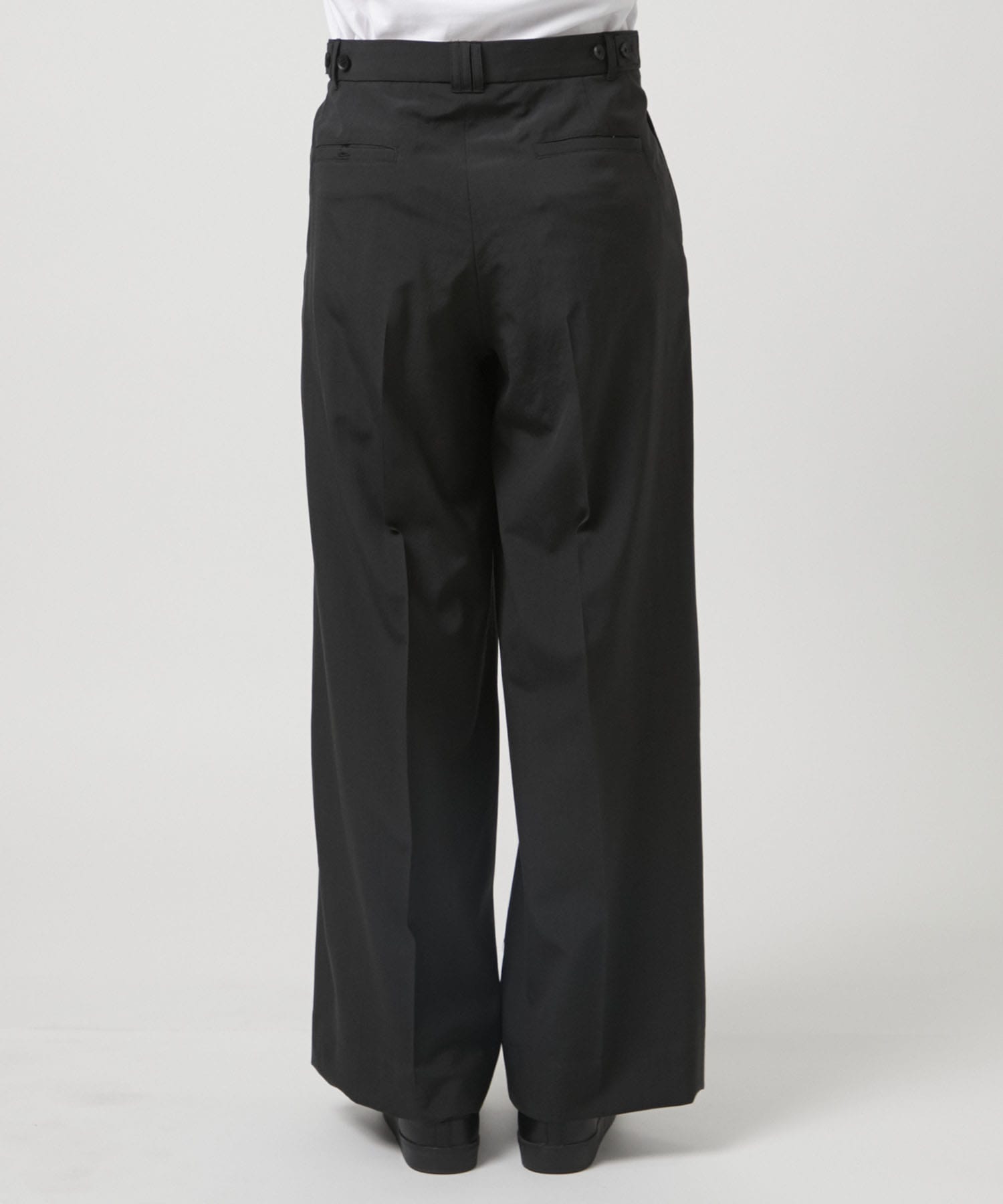 WOOL TROPICAL 3PLEATED WIDE-LEG TROUSERS YOKE