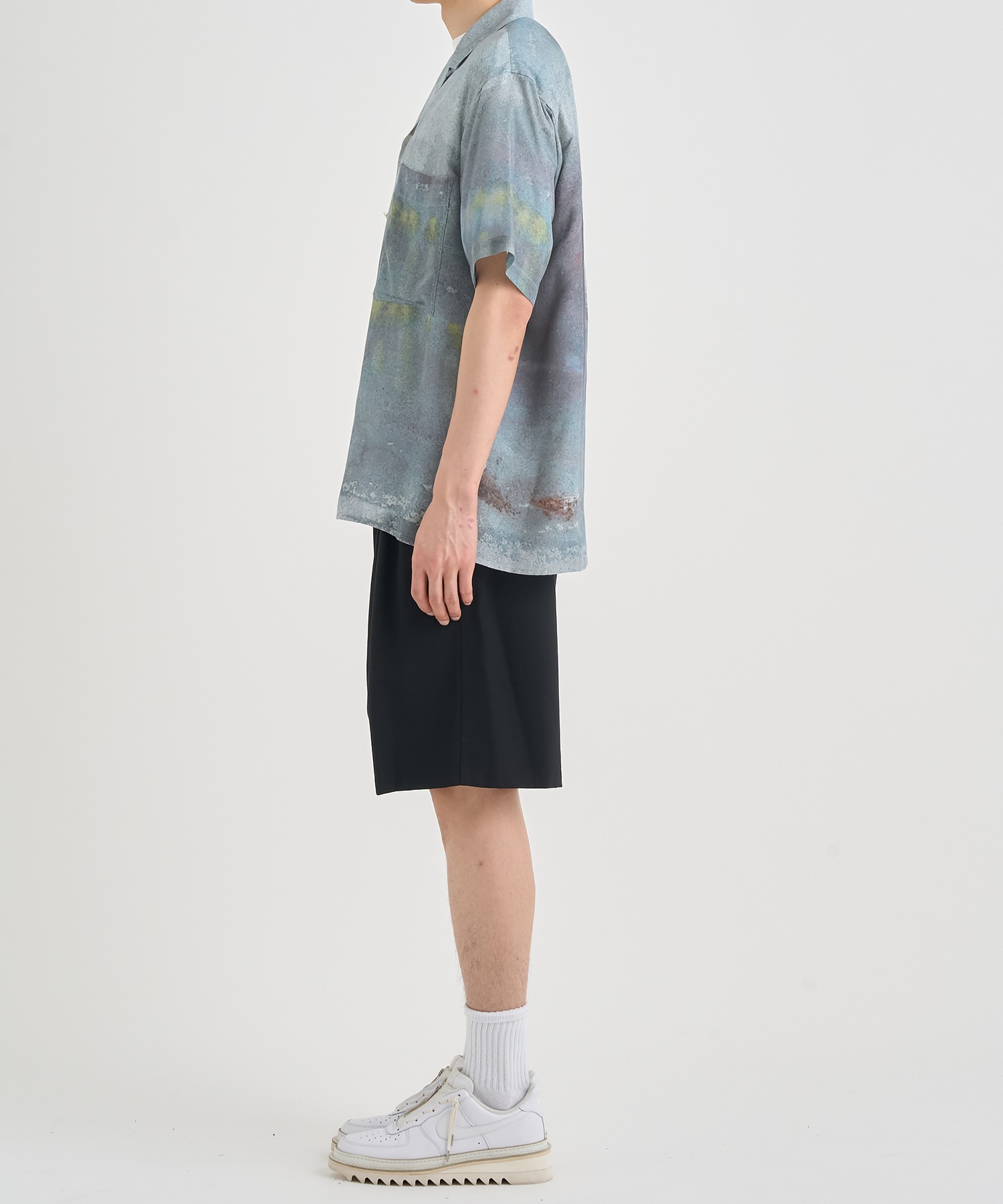 LANDSCAPE PRINTED OPEN COLLAR SHIRT YOKE