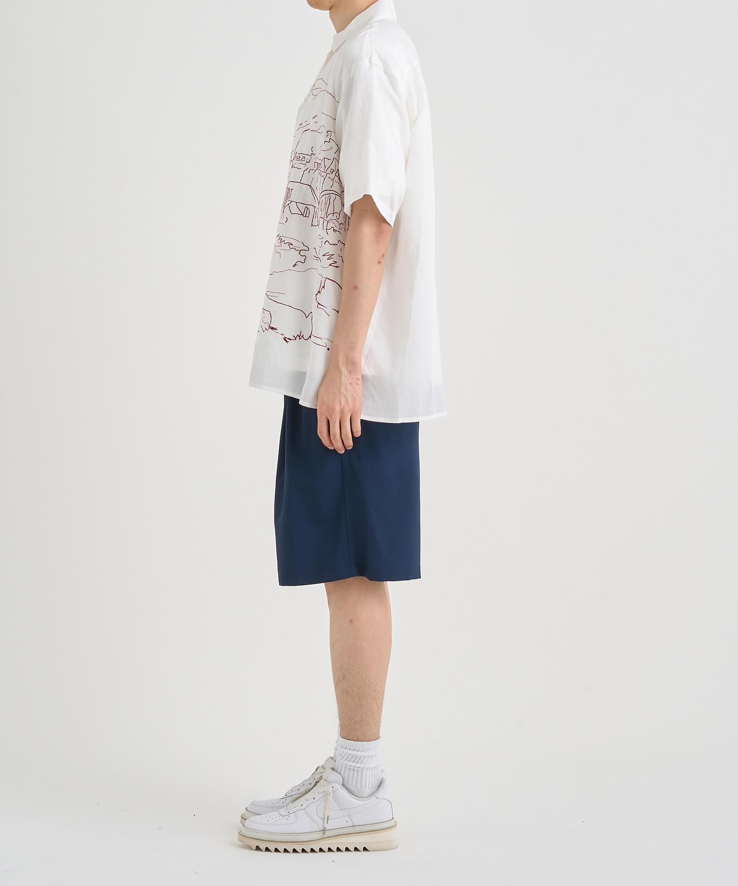 EMBROISERY OPEN COLLAR SHIRT YOKE